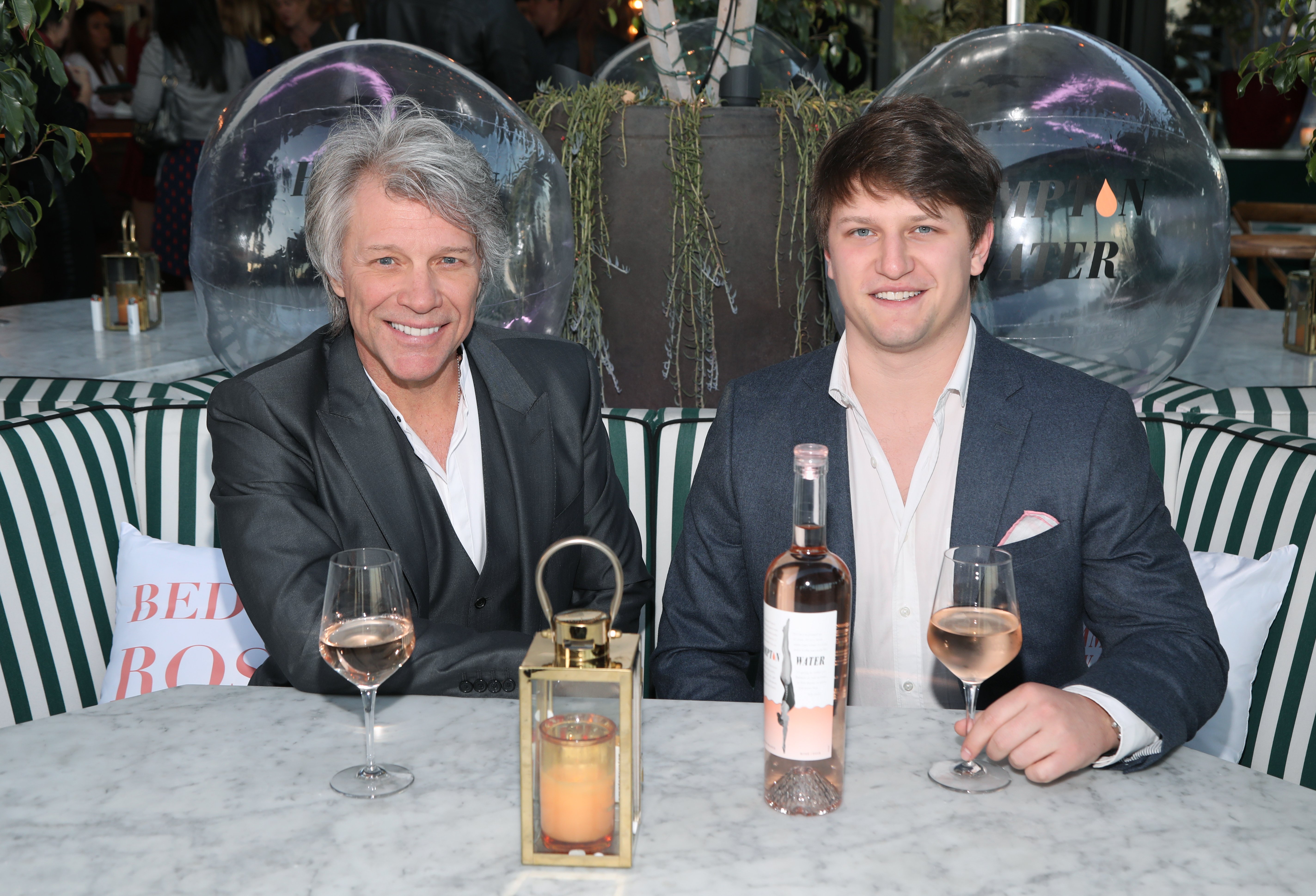 Jon Bon Jovi and Jacob Bongiovi at the launch of their Hampton Water Rosé on March 28, 2019, in West Hollywood, California. | Source: Getty Images
