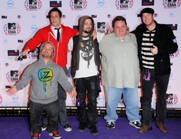 Jason Acuna aka Wee Man, Johnny Knoxville, Bam Margera, and Preston Lacy of "Jackass" at the La Caja Magica on November 7, 2010 in Madrid, Spain | Source: Getty Images