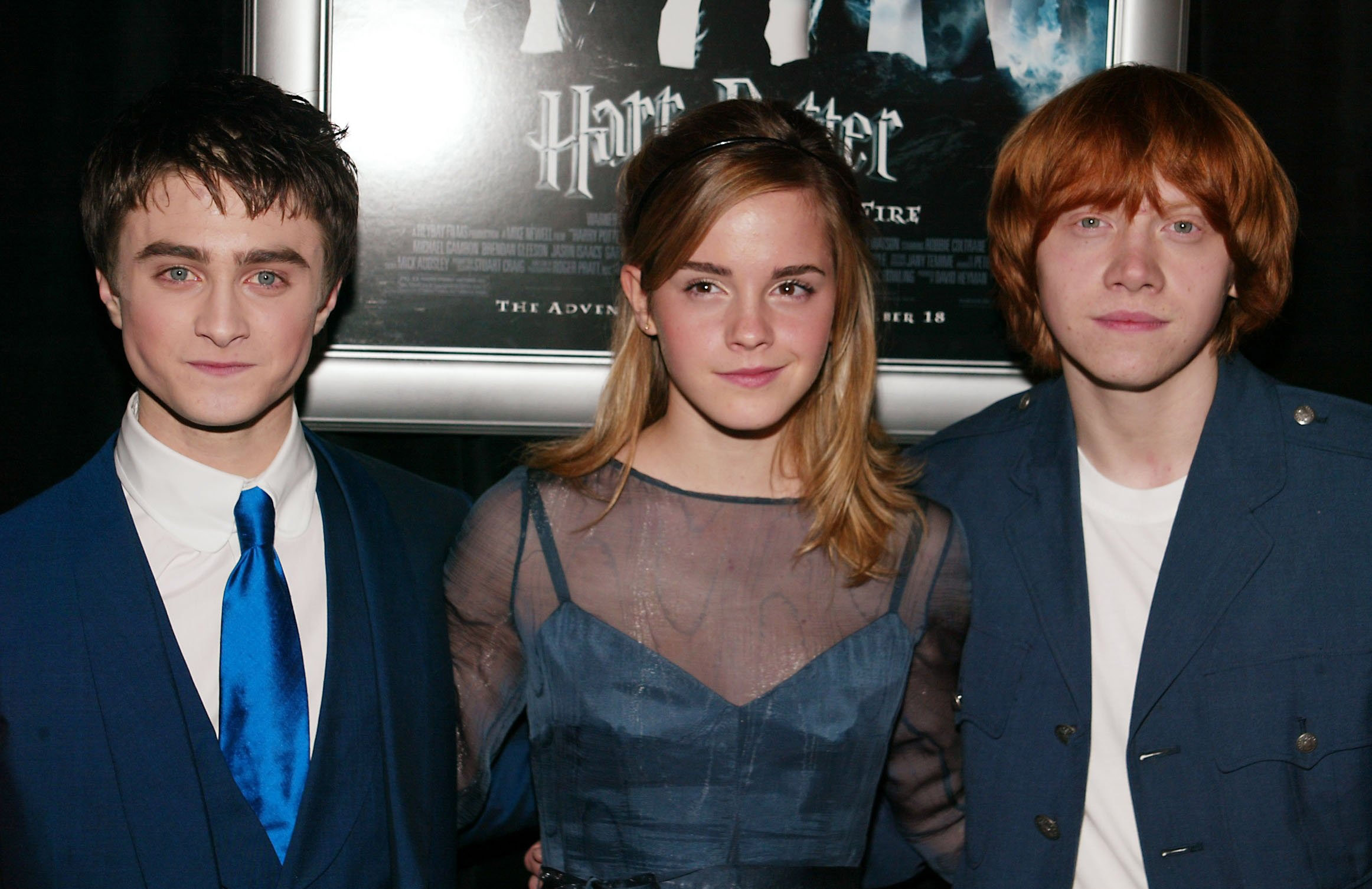 Daniel Radcliffe, Emma Watson, and Rupert Grint at the premiere of "Harry Potter and the Goblet of Fire" in New York City on November 12, 2005 | Source: Getty Images