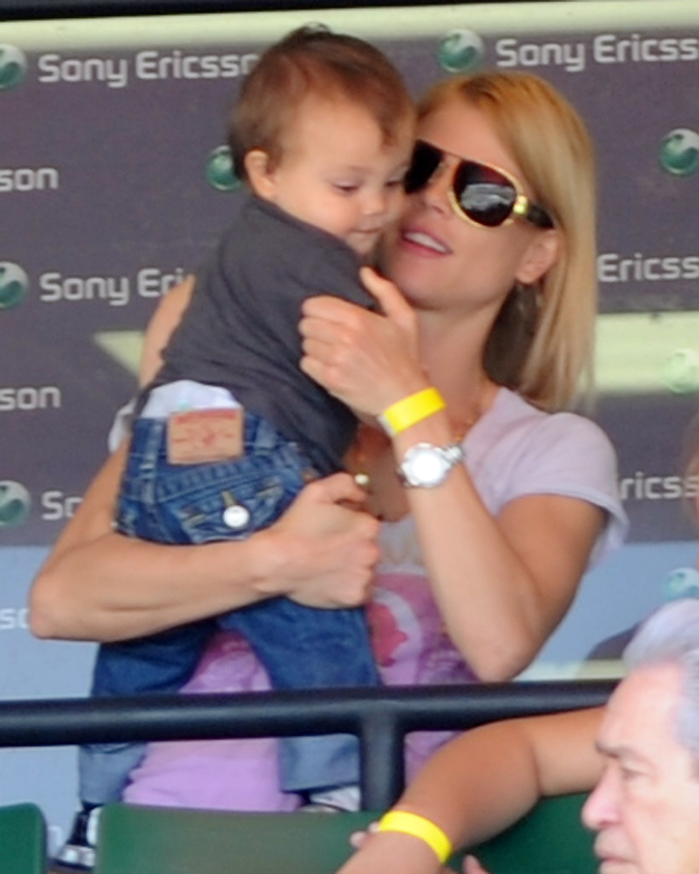 Elin Nordegren and her son Charlie are seen at Sony Ericsson Open on April 2, 2010 in Key Biscayne, Florida | Source: Getty Images