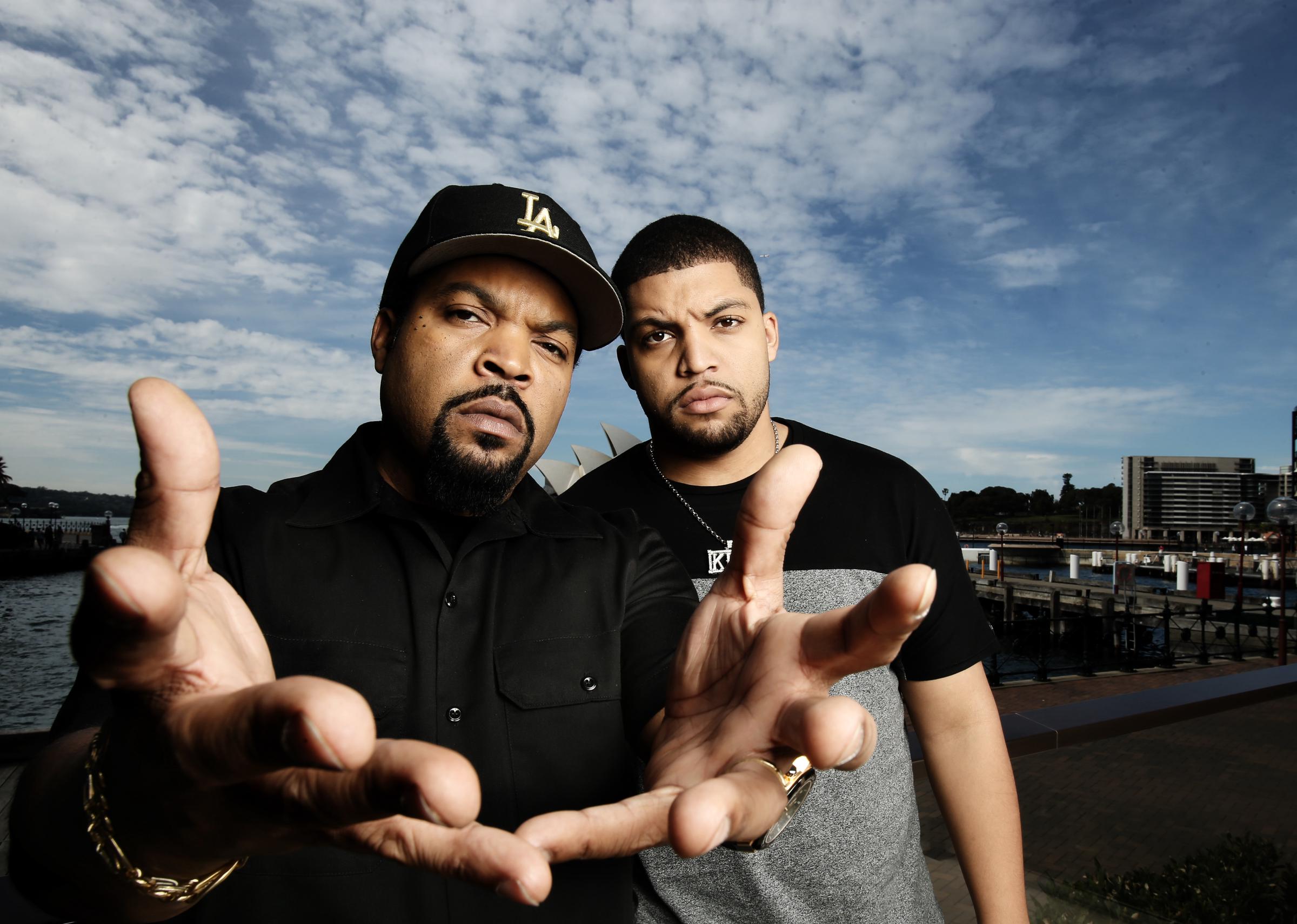 Ice Cube and O'Shea Jackson Jr. during a promotional photoshoot for their film "Straight Outta Compton" in Sydney, Australia on September 2, 2015. | Source: Getty Images