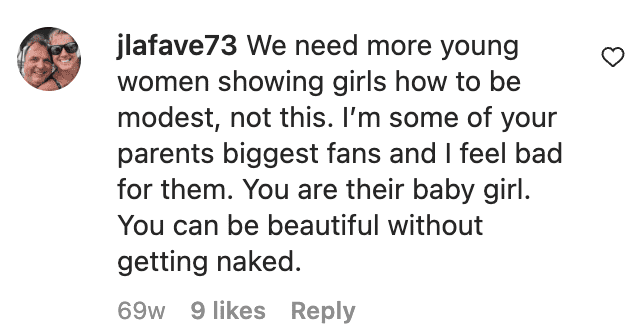 A fan's comment on Audrey McGraw's Instagram post on October 11, 2021 | Source: Instagram/audreymcgraw