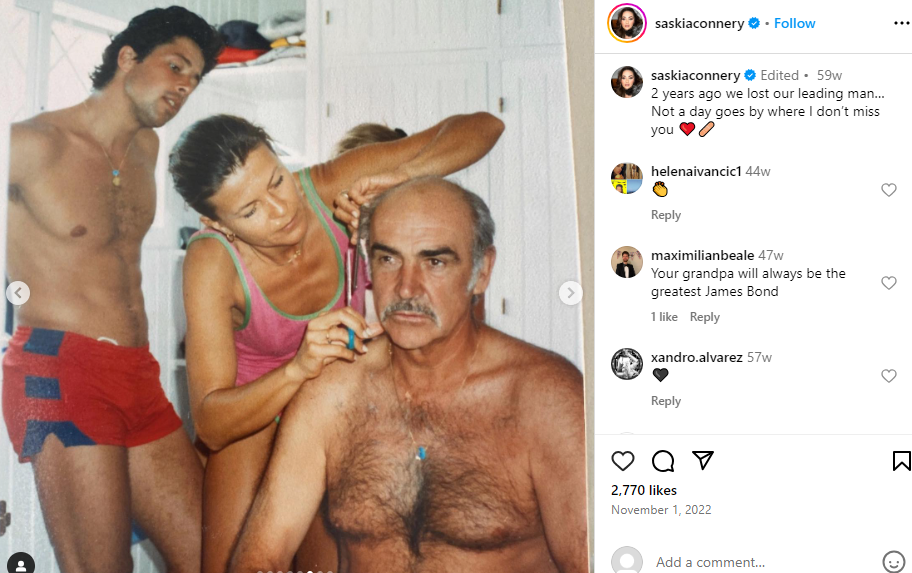 Sean Connery with his family members | Source: Instagram/saskiaconnery