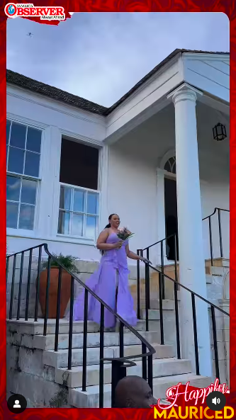 One of Stephanie Wash's bridesmaids walking to the aisle on Stephanie's wedding day, posted on July 13, 2024 | Source: Instagram/jamaicaobserver