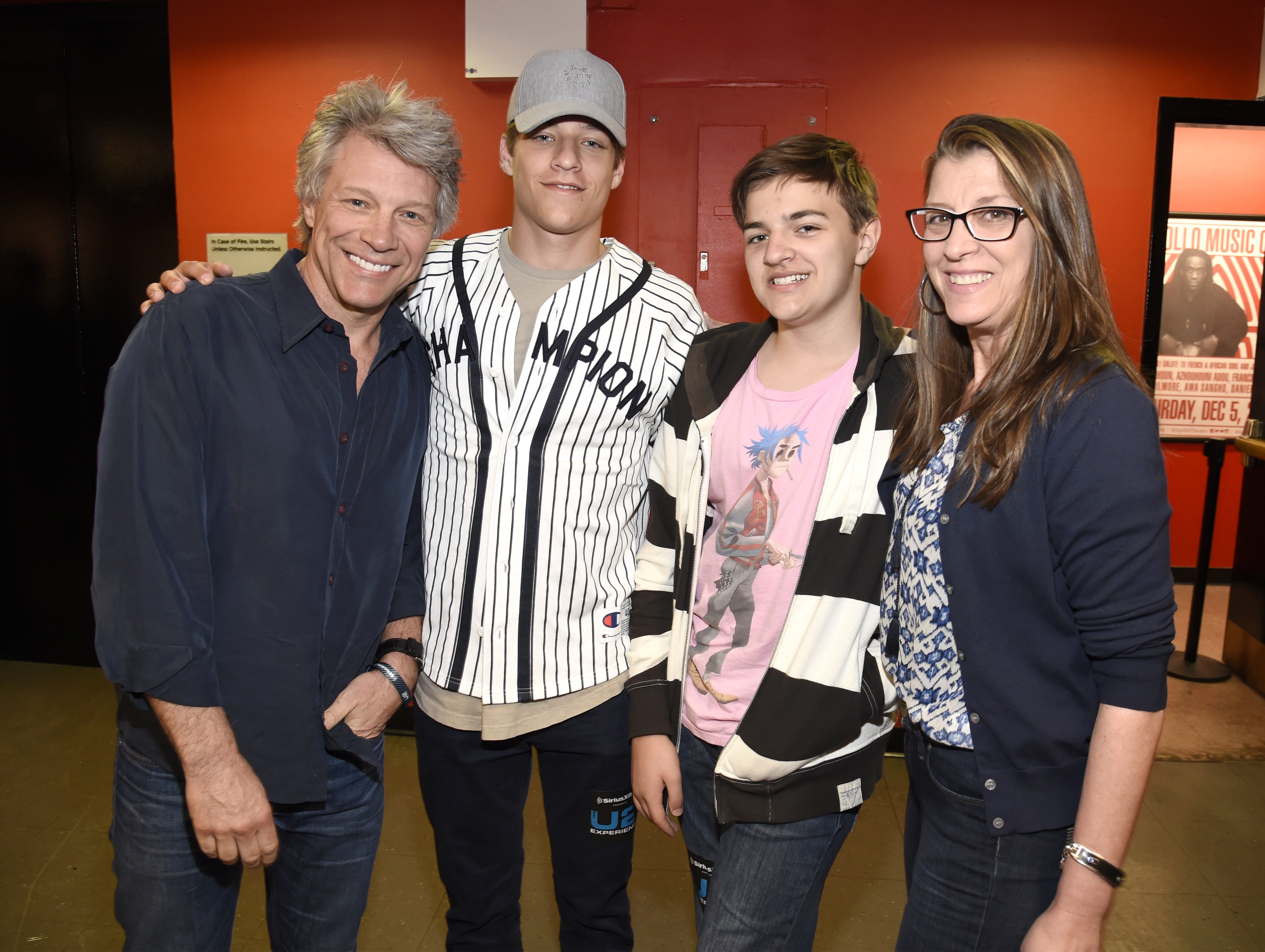 Jon Bon Jovi, Jesse Bongiovi, Romeo Bongiovi, and Dorothea Hurley at SiriusXM's private concert on June 11, 2018, in New York | Source: Getty Images