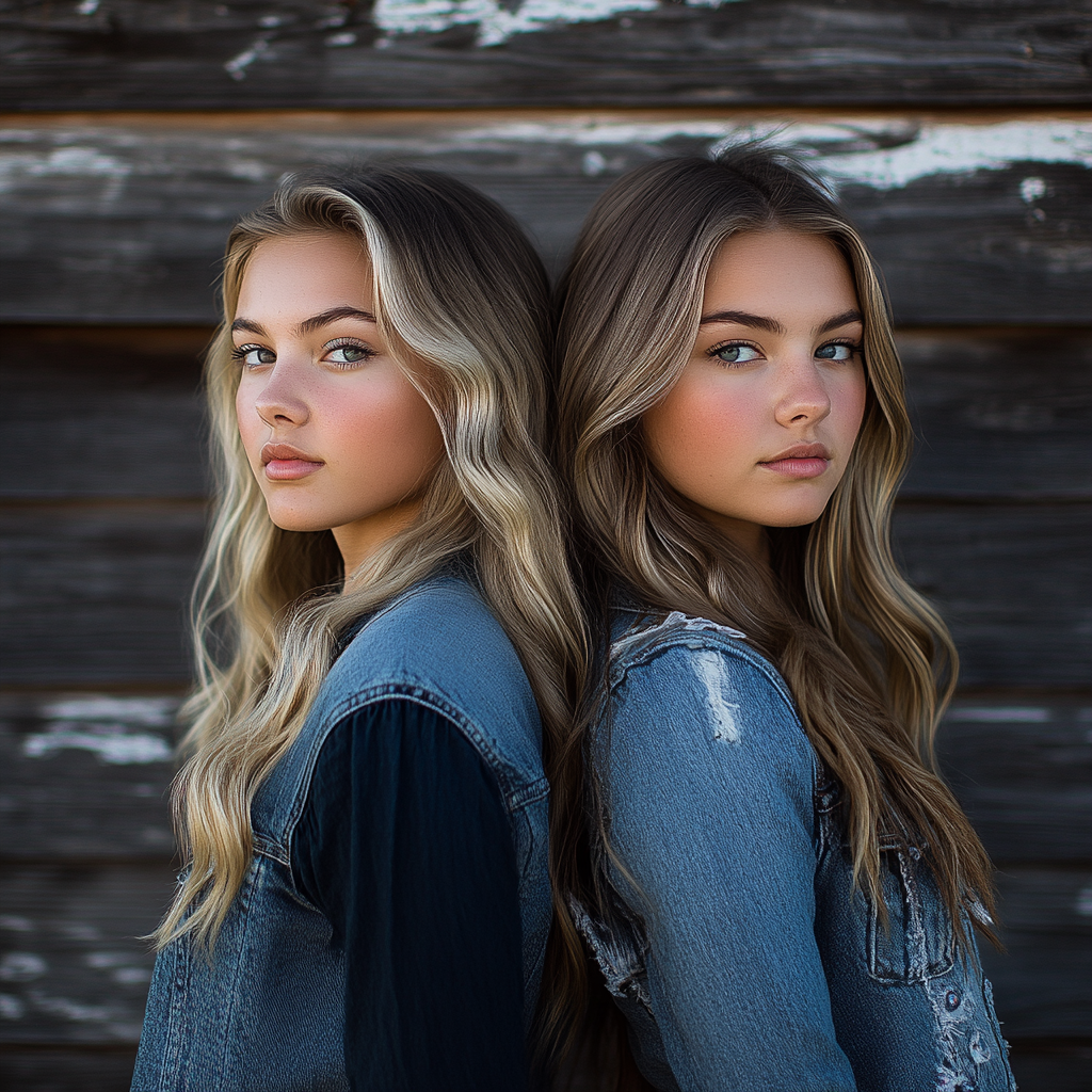 Two sisters standing back to back | Source: Midjourney