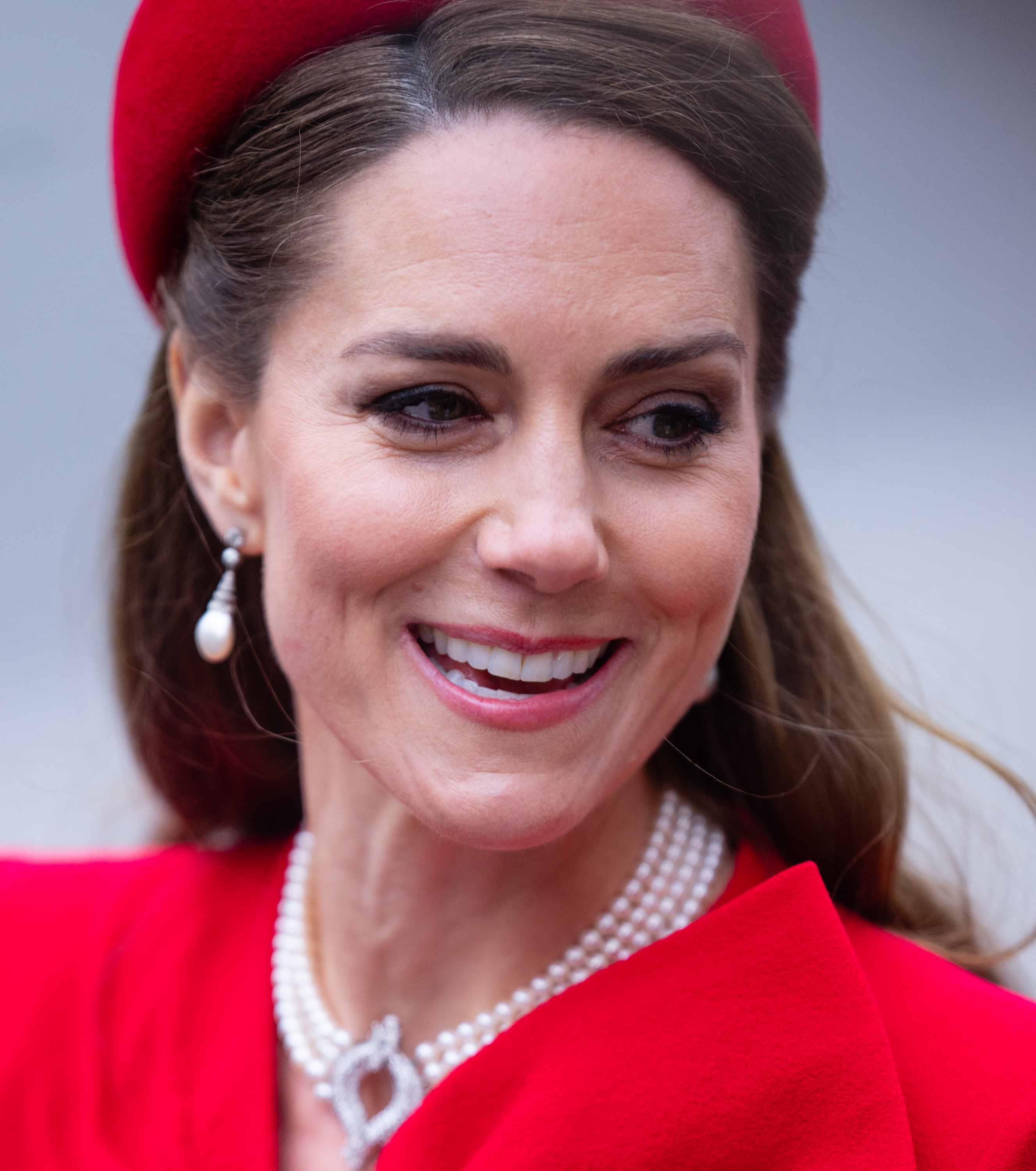 A closeup shot of Princess Catherine at the Commonwealth Day celebrations, on March 10, 2025, in Westminster Abbey, London, England | Source: Getty Images