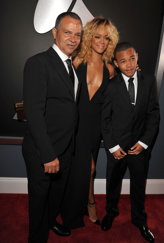 Ronald Fenty, singer Rihanna and Rajad Fenty arrive at The 54th Annual GRAMMY Awards at Staples Center on February 12, 2012 in Los Angeles, California. | Source: Getty Images