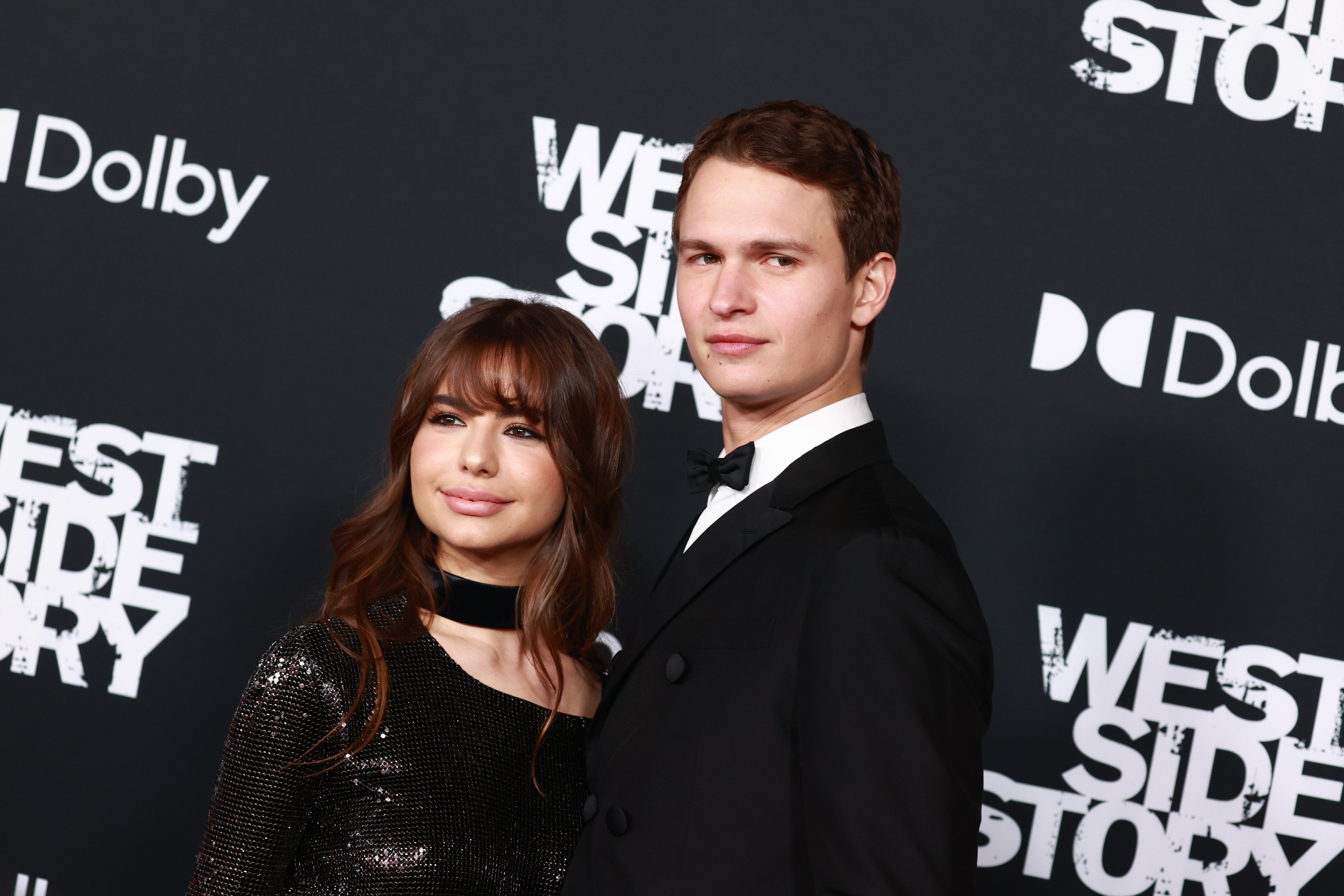Violetta Komyshan and Ansel Elgort attend Disney Studios' premiere of "West Side Story" at El Capitan Theatre on December 07, 2021, in Los Angeles, California. | Source: Getty Images