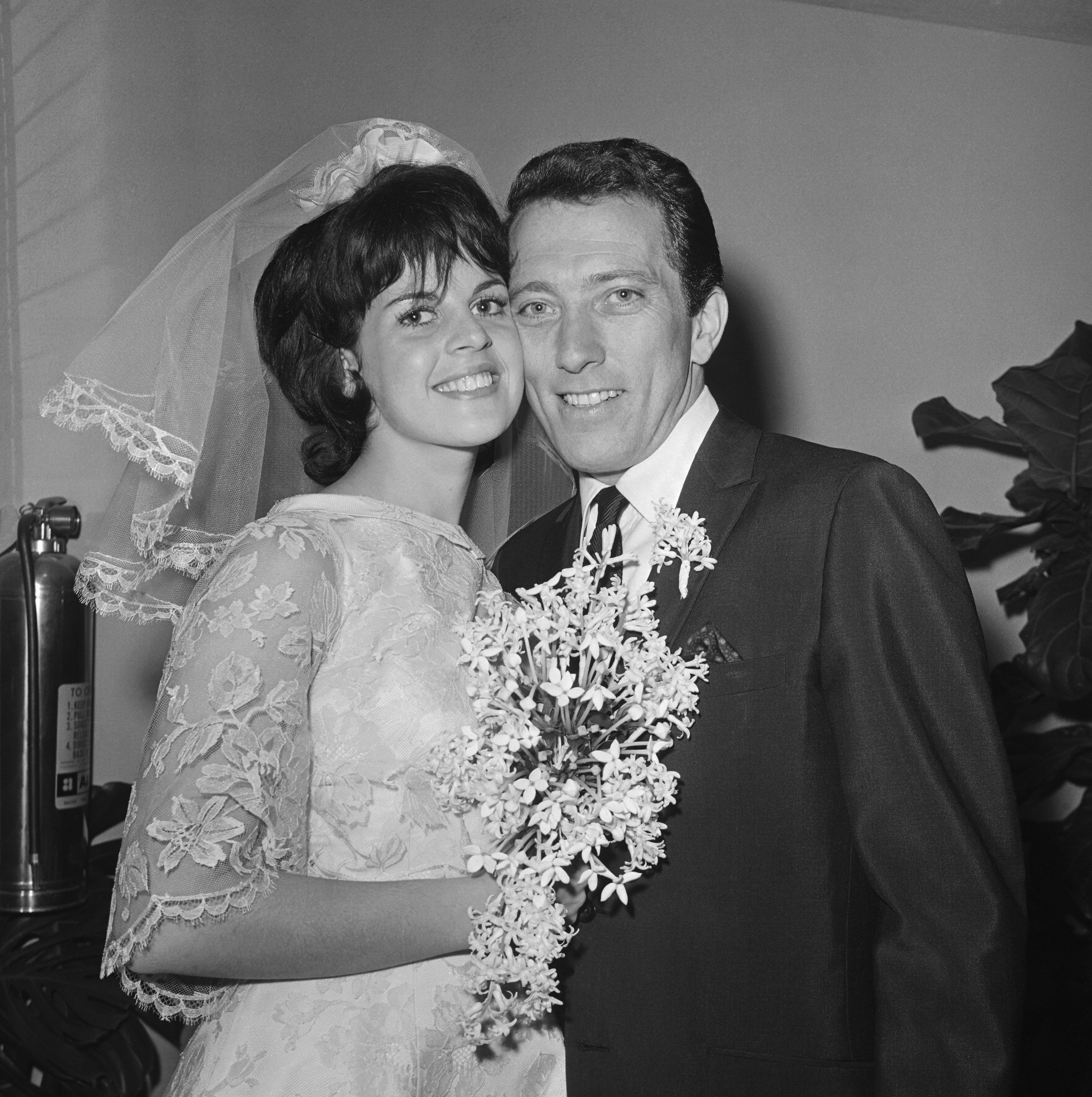 Andy Williams and his bride, French dancer Claudine Longet are shown just after their marriage here on 12/15. The couple who met in France two years ago, plan to honeymoon in Palm Springs, California | Source: Getty Images 