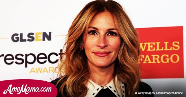 Julia Roberts, 50, looks completely unrecognizable as she rocks a very thick brunette wig
