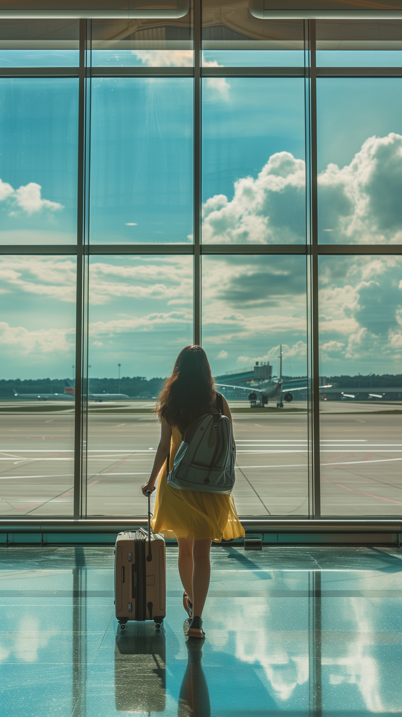 A woman in an airport | Source: Midjourney