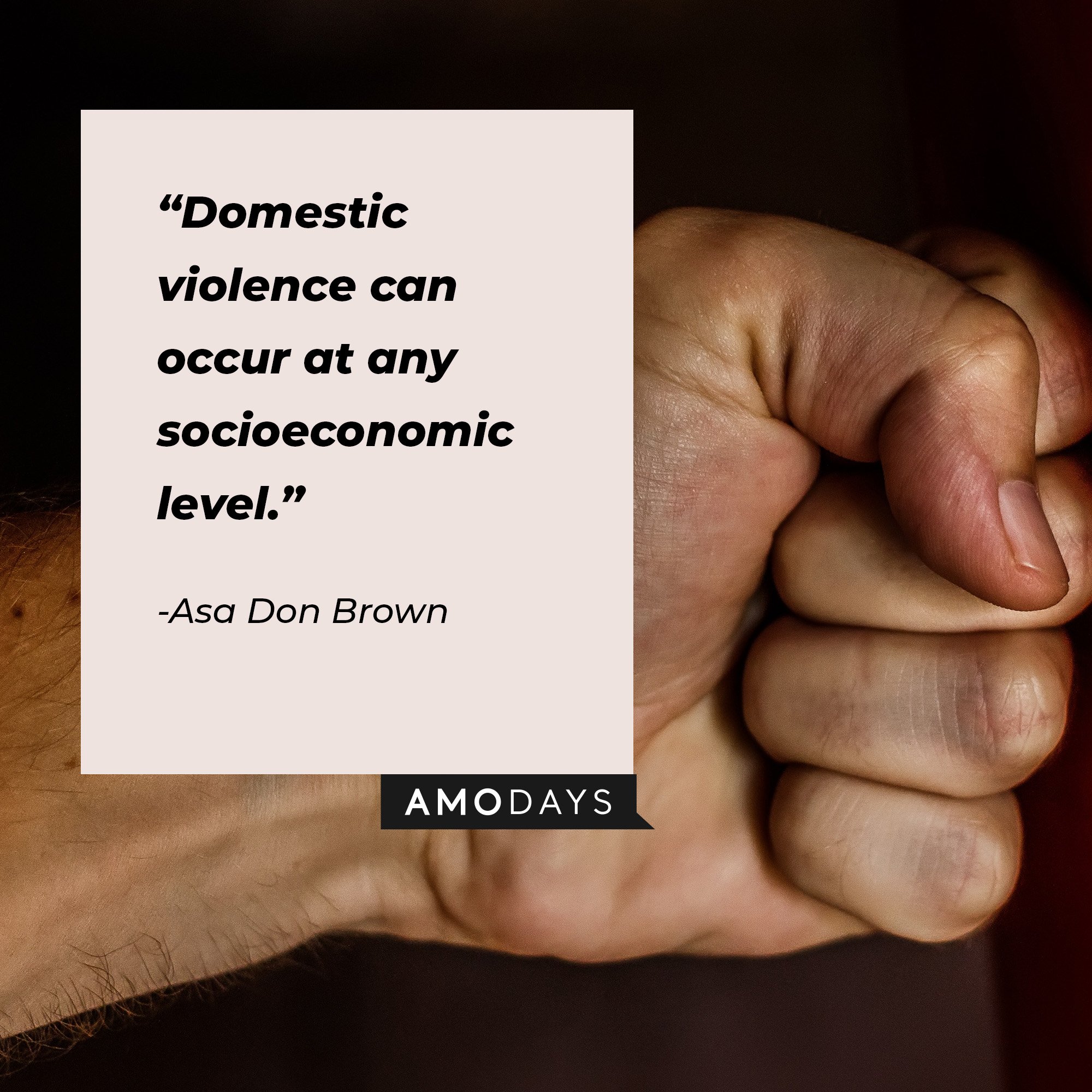 Asa Don Brown‘s quote: “Domestic violence can occur at any socioeconomic level.” | Image: AmoDays