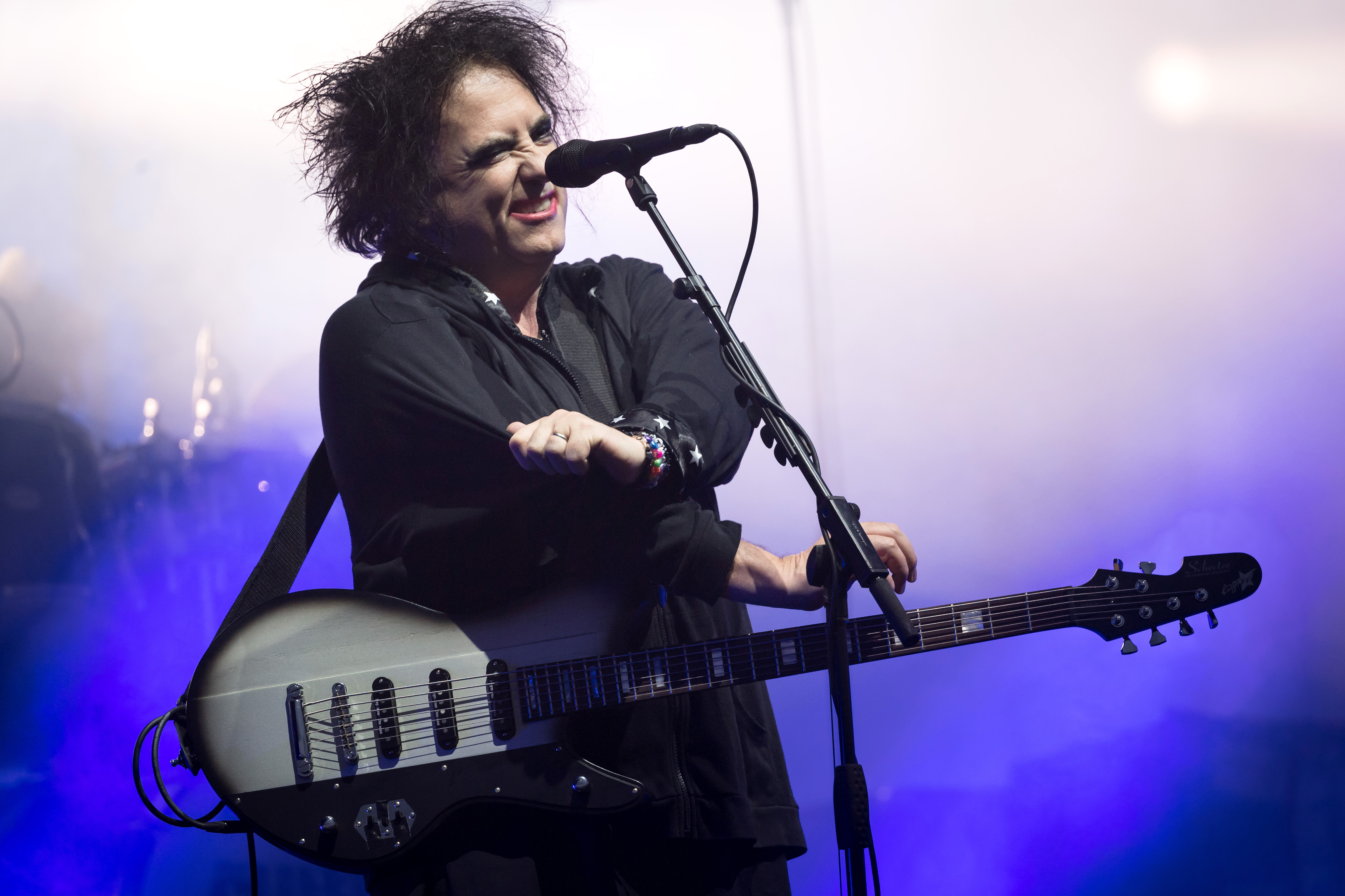 Robert Smith of The Cure performs on the Pyramid stage on day five of Glastonbury Festival at Worthy Farm, Pilton on June 30, 2019, in Glastonbury, England. | Source: Getty Images