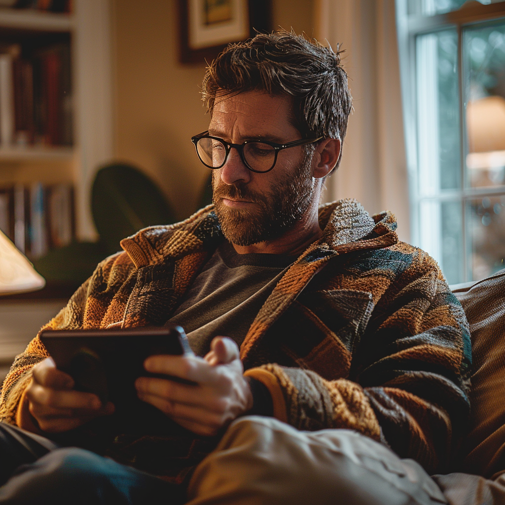 A man using a tablet | Source: Midjourney