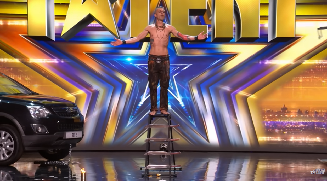 Fakir Testa, 45, and his partner at the BGT auditions aired on 18 April 2026. | Source: YouTube/Britain's Got Talent