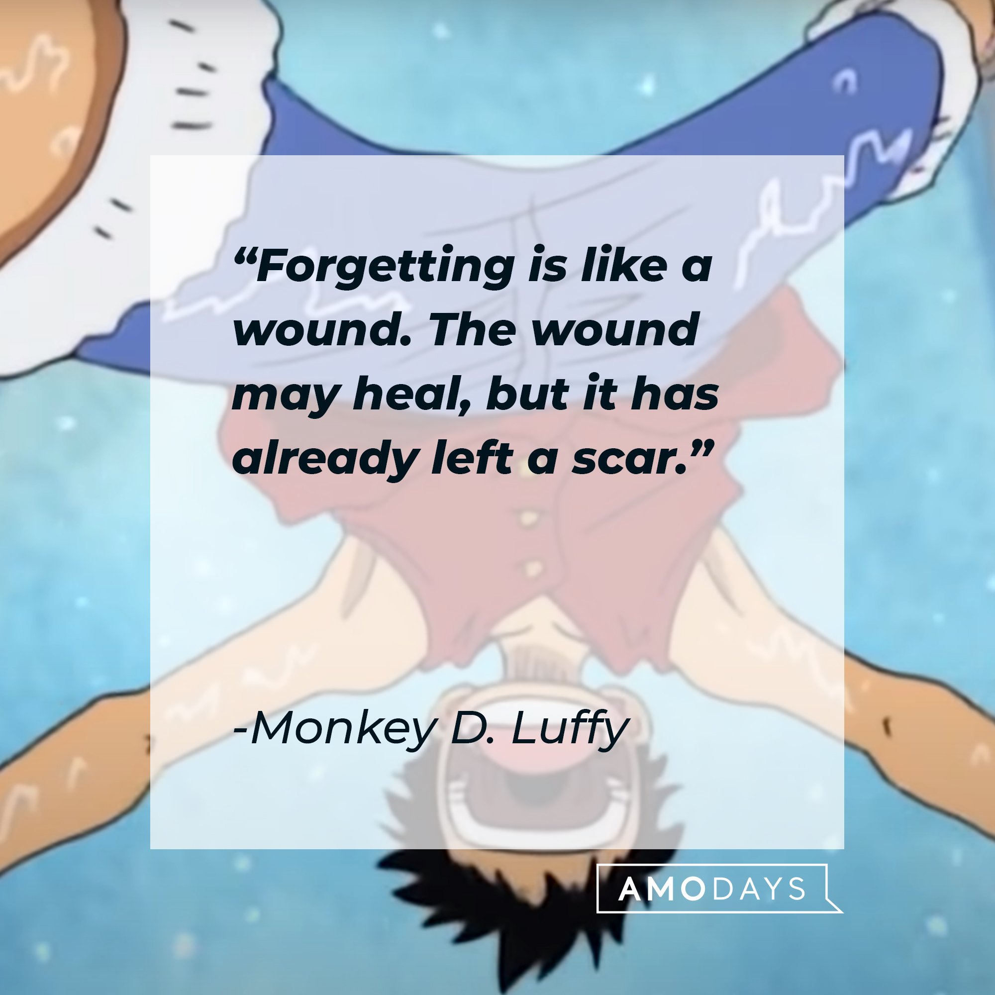 Monkey D. Luffy's quote: "Forgetting is like a wound. The wound may heal, but it has already left a scar." | Image: AmoDays