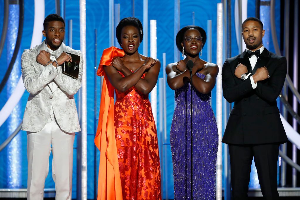 "Black Panther" stars speak onstage during the 76th Annual Golden Globe Awards at The Beverly Hilton Hotel on January 06, 2019 in Beverly Hills, California. | Photo: Getty Images