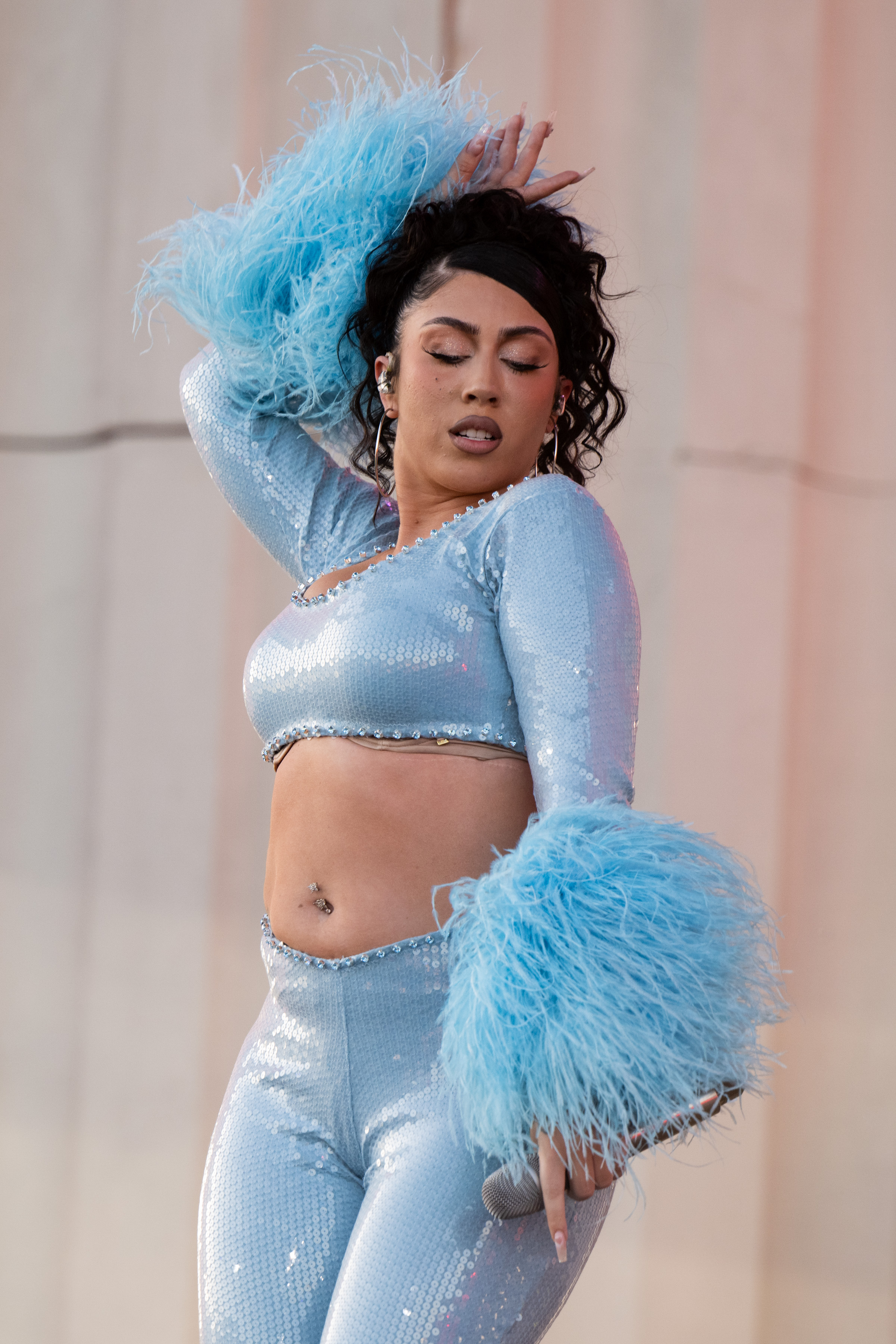 Kali Uchis performing at Coachella Valley Music and Arts Festival on April 23, 2023, in Indio, California. | Source: Getty Images