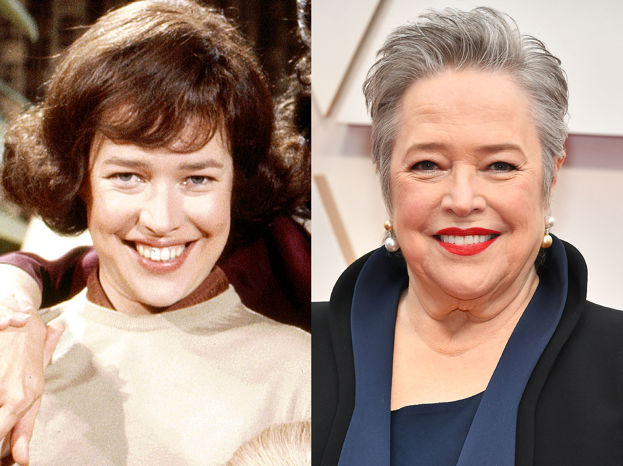 Kathy Bates in her younger years and her now. | Source: Getty Images