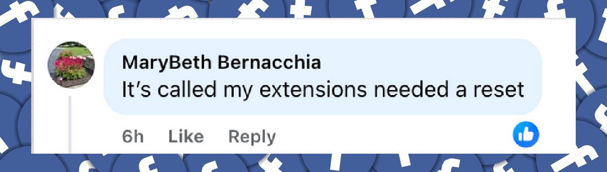 A netizen's reaction to Amal Clooney's latest hairstyle, from a post dated October 7, 2025 | Source: Facebook/Vogue