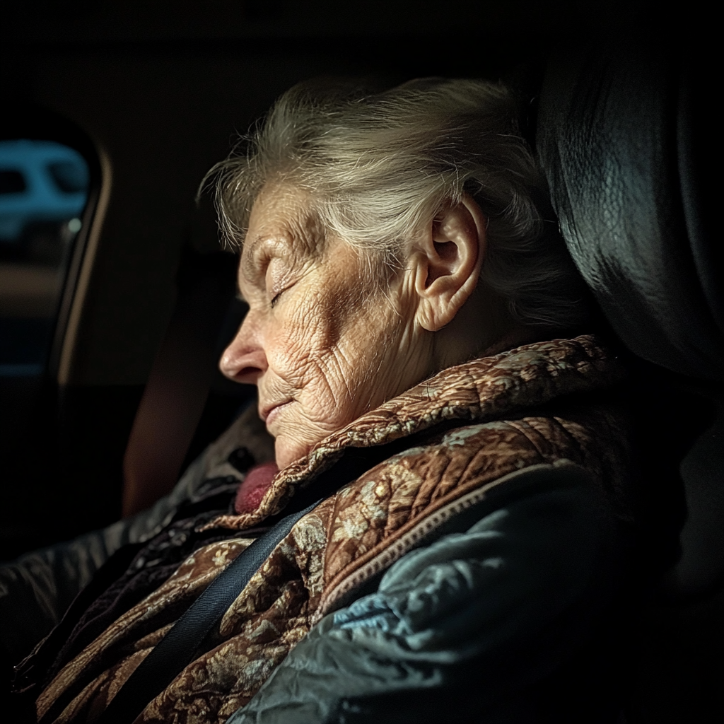 An old woman sleeping in her car | Source: Midjourney