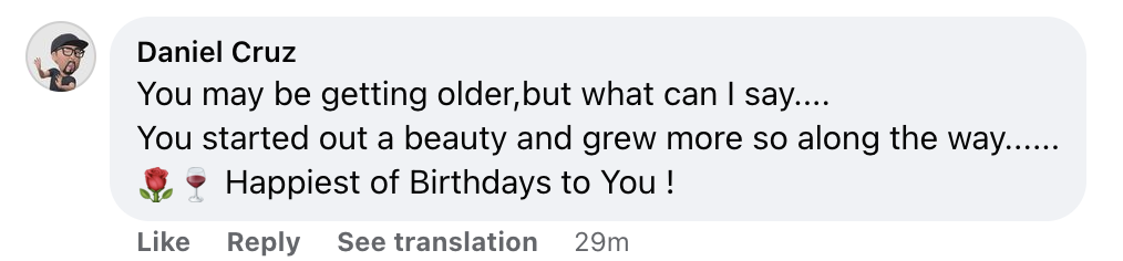 A fan's comment on a Facebook post wishing Shirley Jones a happy 89th birthday on March 31, 2023 | Source: Facebook/Flashback to the 80's