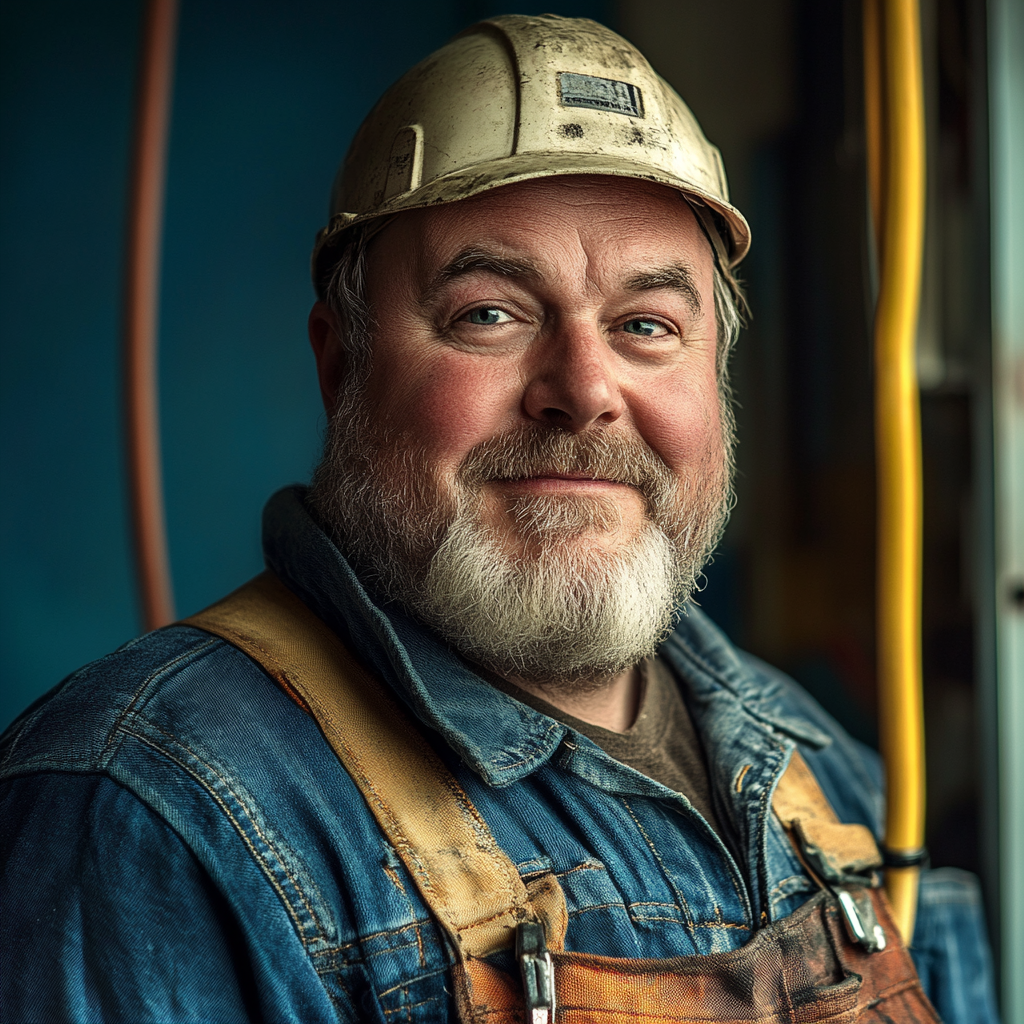 An electrician wearing a hard hat | Source: Midjourney