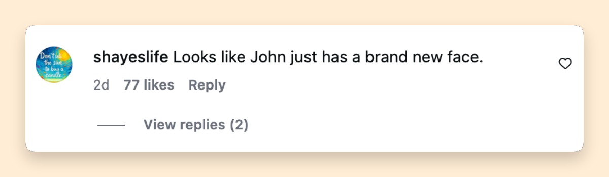 A netizen's comment about John Travolta's appearance at the 79th Cannes Film Festival in May 2026 | Source: Instagram/hellomag