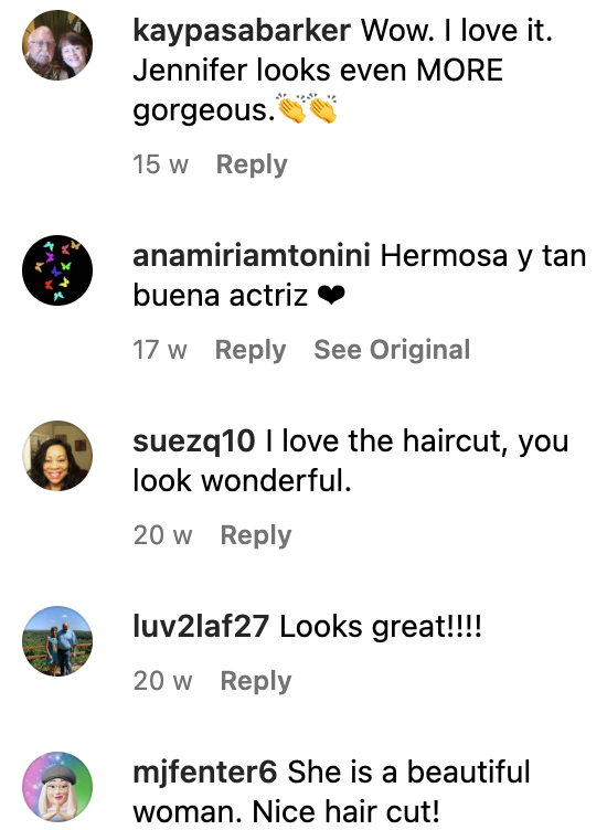 Fans' comments on a post by Virtue Labs revealing Jennifer Garner's haircut on November 11, 2022 | Source: Instagram/virtuelabs
