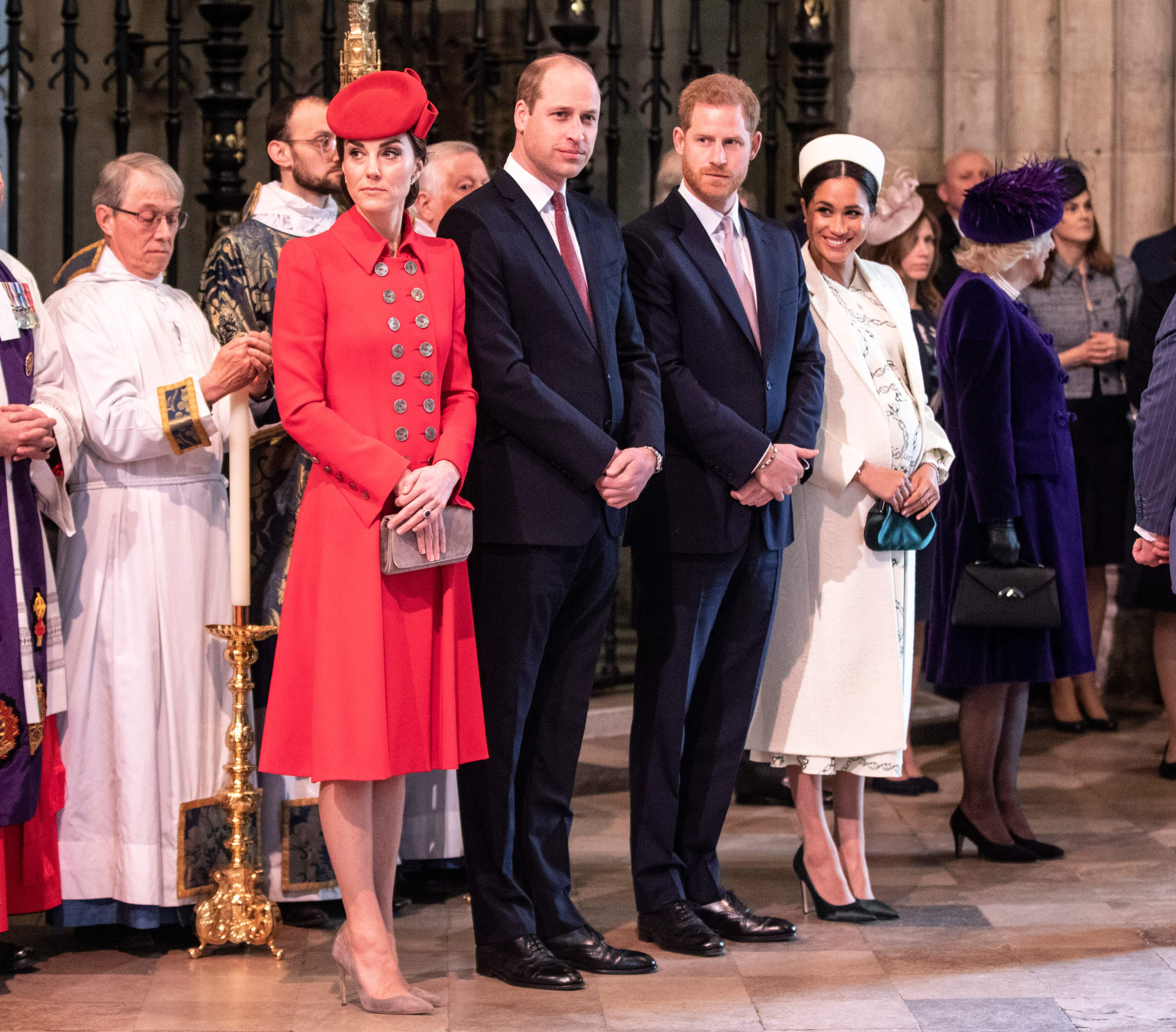 Duchess Kate, Prince William, Prince Harry, and Duchess Meghan at the Commonwealth Day service at Westminster Abbey in London on March 11, 2019. | Source: Getty Images