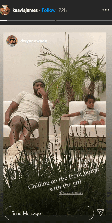 A picture of Kaavia James lounging with her dad, Dwyane Wade on Instagram | Photo: Instagram/kaaviajames