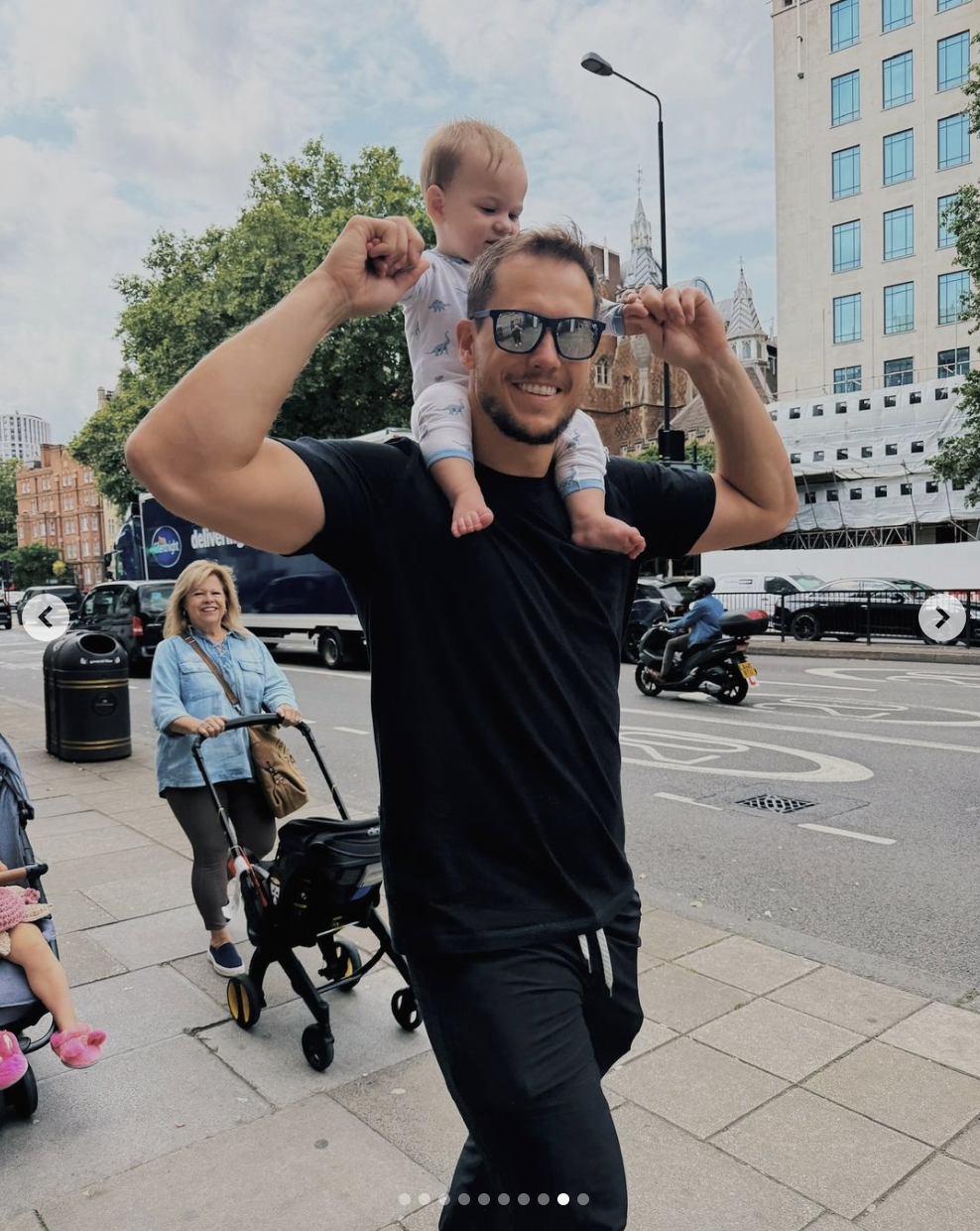 Shawn Johnson East's husband Andrew East with their youngest son Barrett Madison, as seen in a post dated July 30, 2024 | Source: Instagram/shawnjohnson