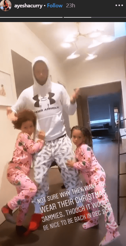 Ayesha Curry shared a picture of her daughters Riley Curry and Ryan Curry posing in pink Christmas pyjamas | Source: Instagram.com/ayeshacurry