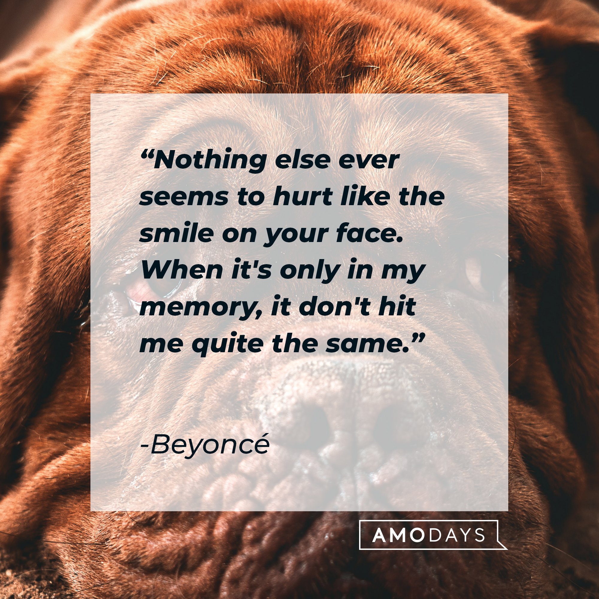 Beyoncé's quote: "Nothing else ever seems to hurt like the smile on your face. When it's only in my memory, it don't hit me quite the same." | Image: AmoDays