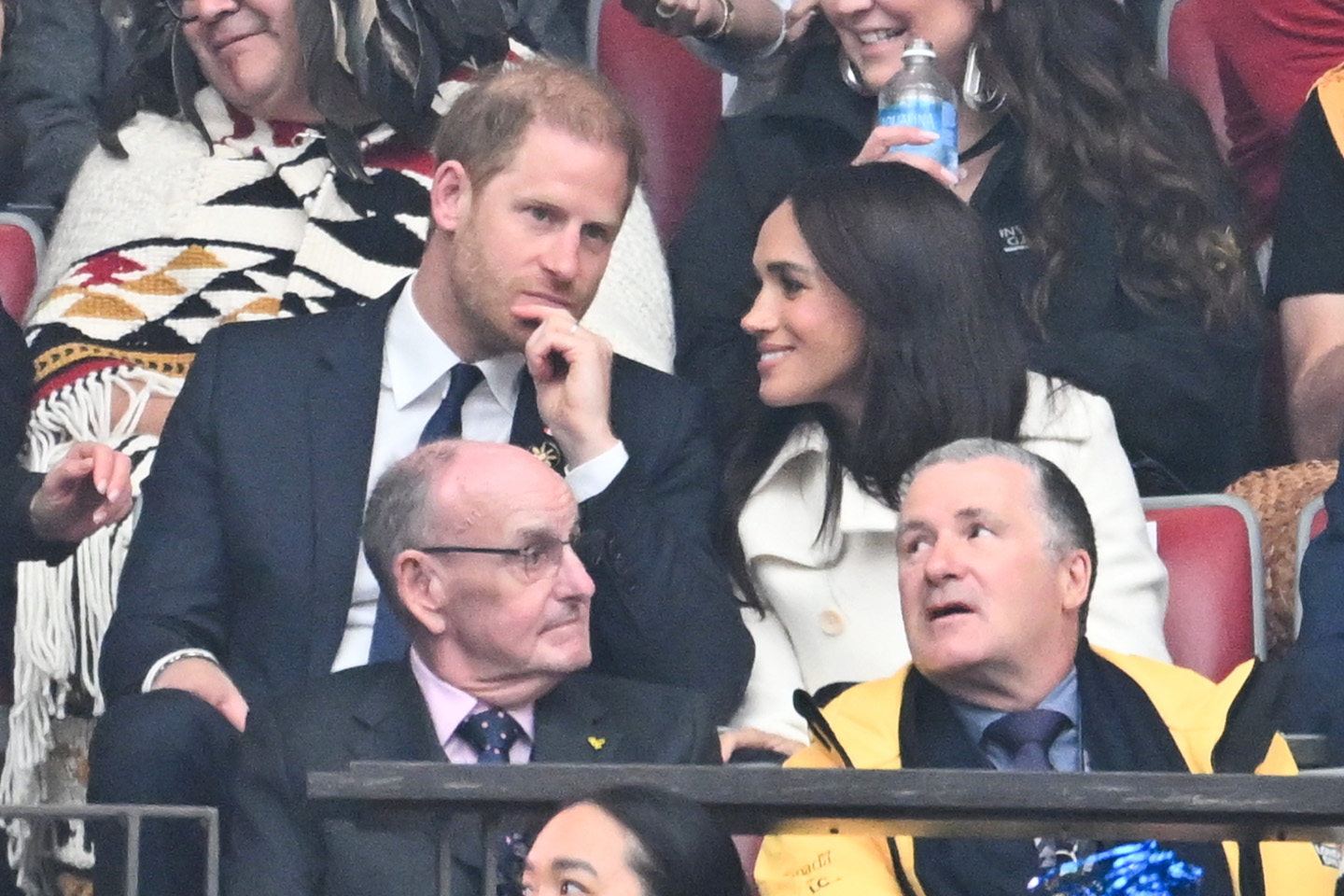 Prince Harry and Meghan Markle during the opening ceremony of the 2025 Invictus Games at BC Place on February 8, 2025, in Vancouver, British Columbia | Source: Getty Images