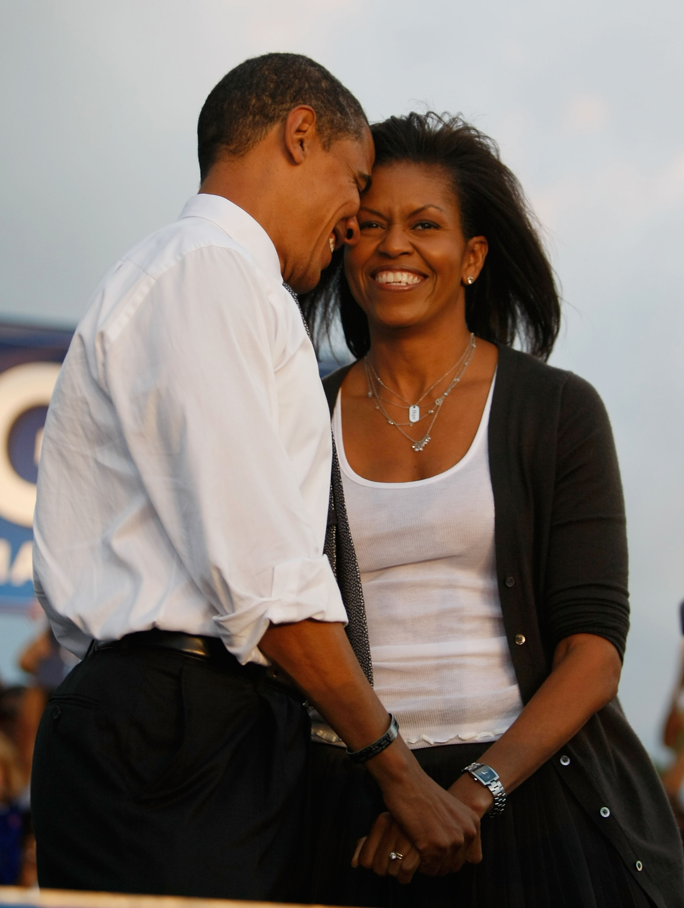 Barack and Michelle Obama during a campaign rally on October 21, 2008, in Miami, Florida. | Source: Getty Images