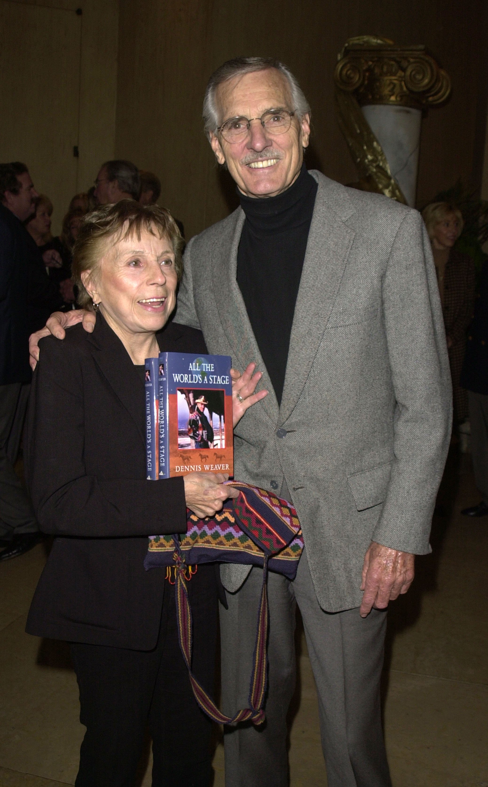 Dennis Weaver and Gerry Stowell presenting his new book during Golden Apple Awards Luncheon at Beverly Hilton Hotel in Beverly Hills, California. / Source: Getty Images