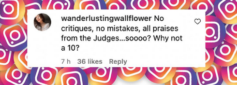 A viewer comments on Chandler Kinney's score on "Dancing With the Stars" the "Disney Night" episode, from a post dated October 22, 2024 | Source: Instagram/dancingwiththestars