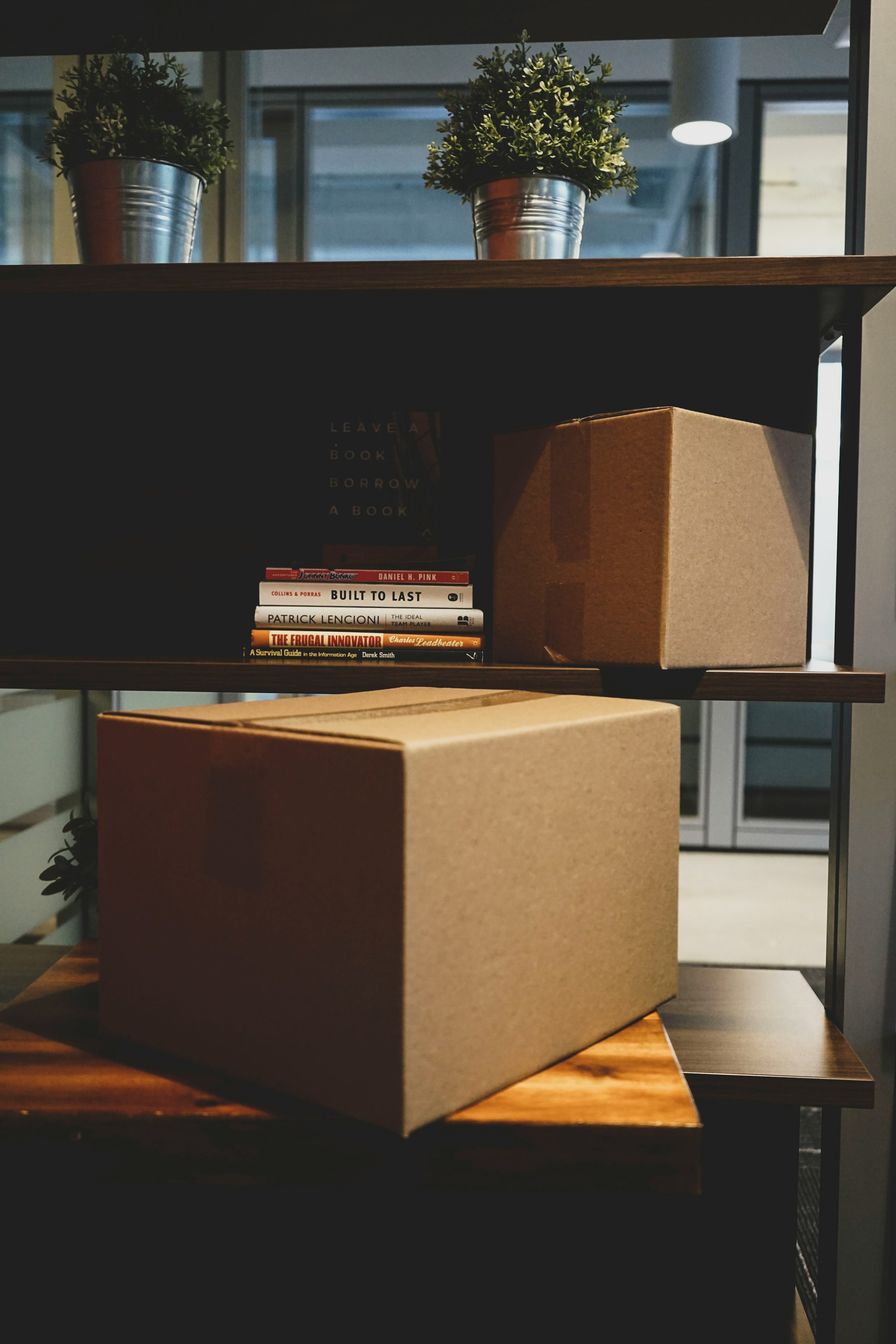 A cardboard box and books | Source: Unsplash