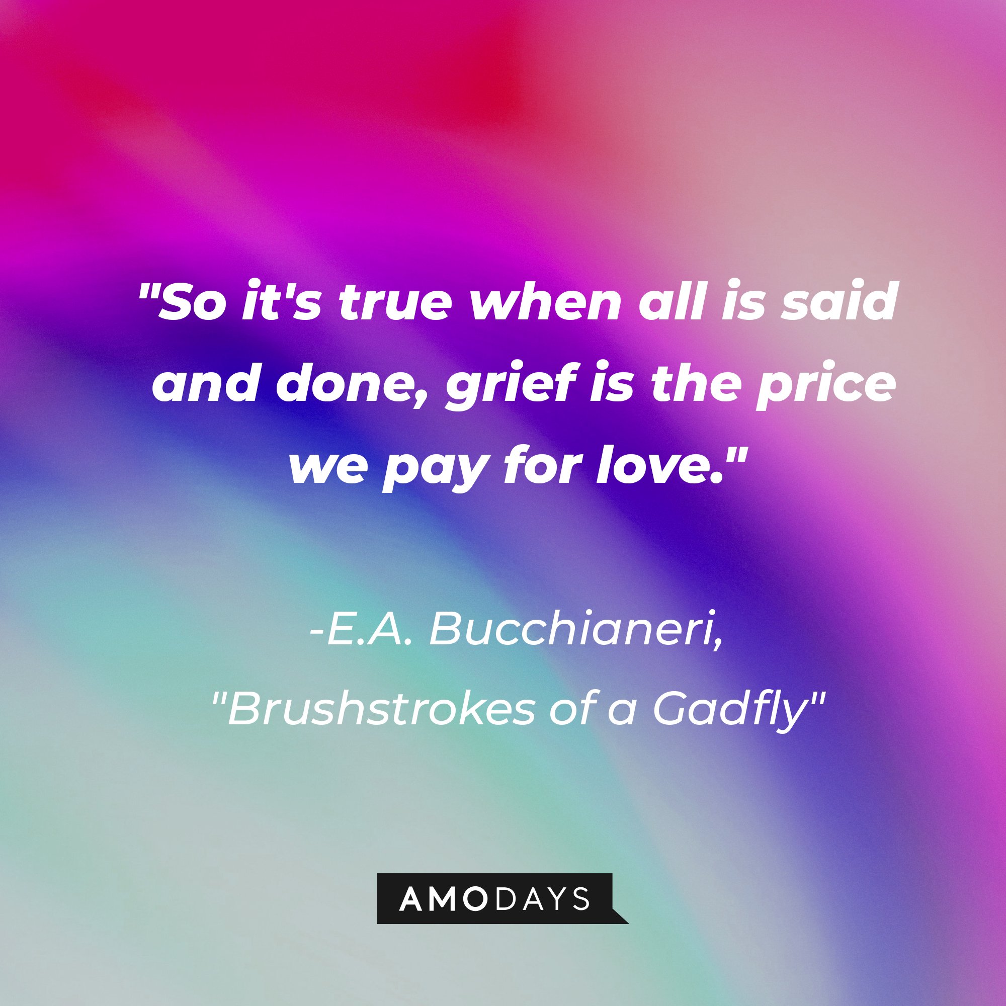 E.A. Bucchianeri's "Brushstrokes of a Gadfly" quote: "So it's true when all is said and done, grief is the price we pay for love." | Image: AmoDays