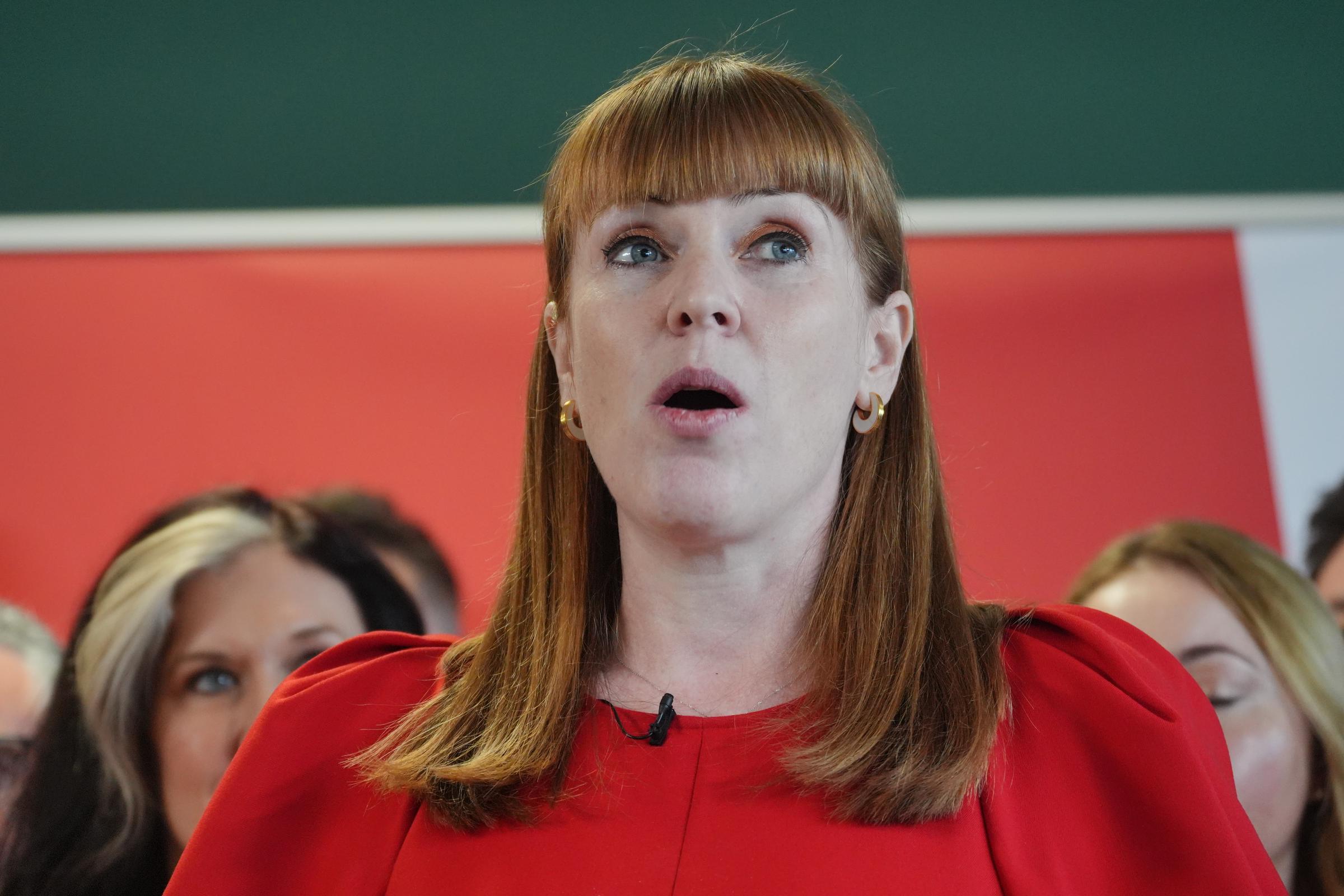 Angela Rayner speaks ahead of the launch of the Labour Party local election campaign by Prime Minister Sir Keir Starmer at a distribution centre for Peak Pharmacy on 3 April 2025 in Chesterfield, Derbyshire. | Source: Getty Images