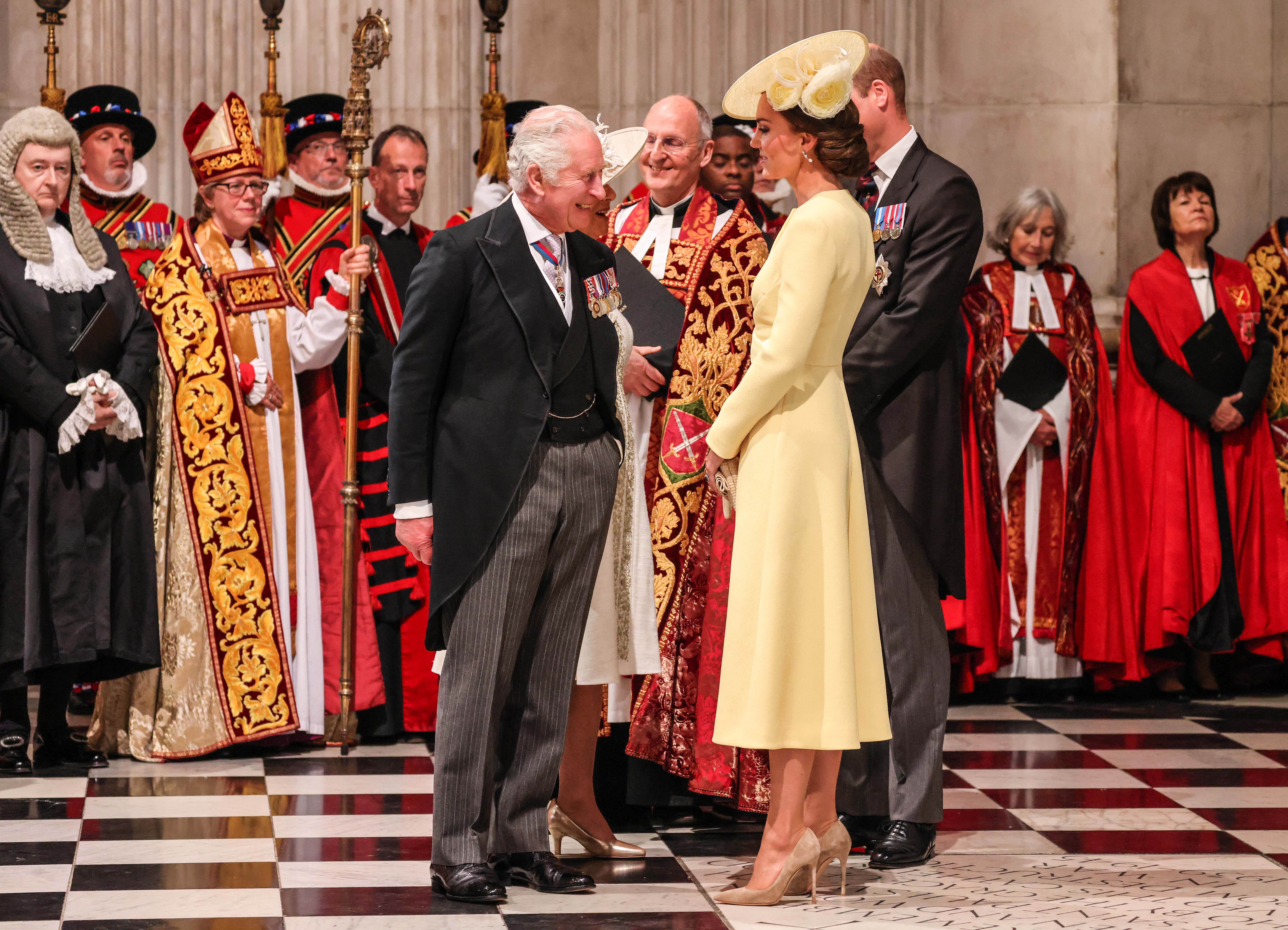 King Charles III and Princess Catherine at St Paul's cathedral for the service of thanksgiving for the Queen. on June 3, 2022 in London, England | Source: Getty Images