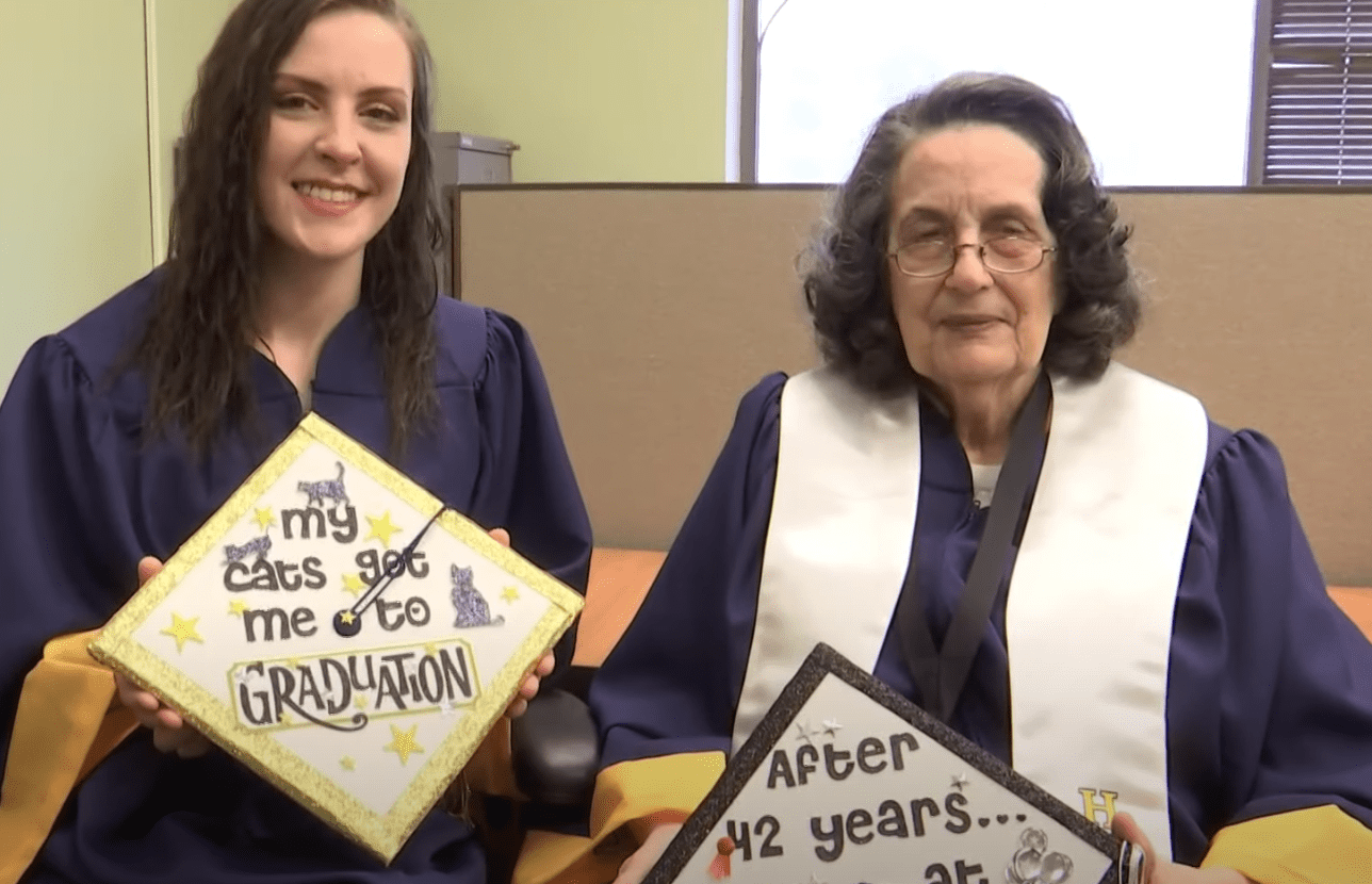 A grandmother and her granddaughter stand together proudly as they graduate on the same day | Photo: Youtube/WBIR Channel 10