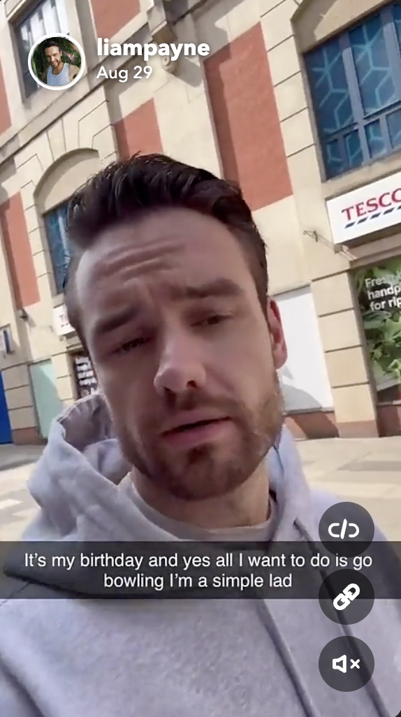 Liam Payne shares a video of himself walking alone on his 31st birthday, posted on August 29, 2024 | Snapchat.com/liampayne