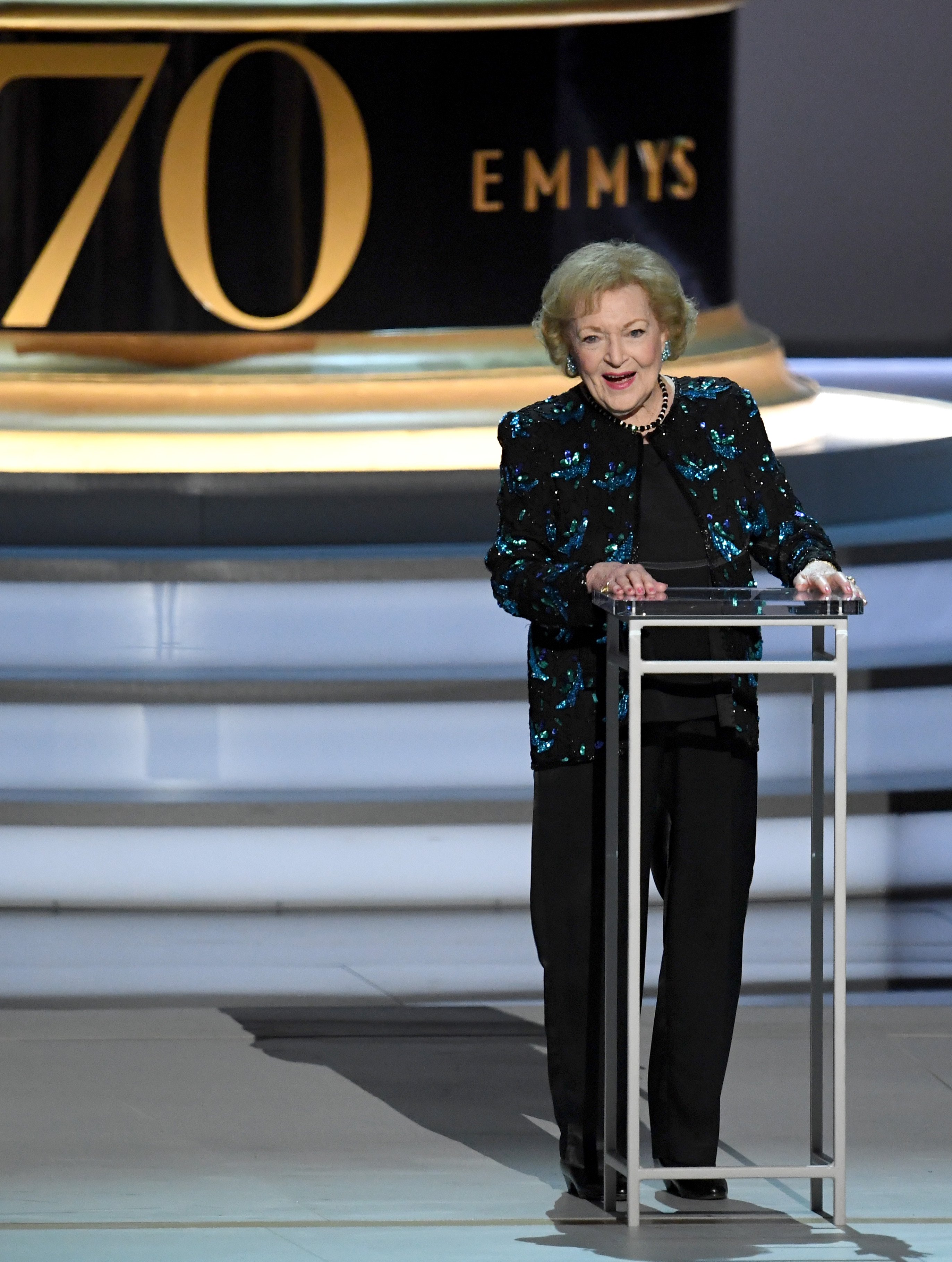 Betty White onstage during the 70th Emmy Awards on September 17, 2018, California. | Source: Getty Images
