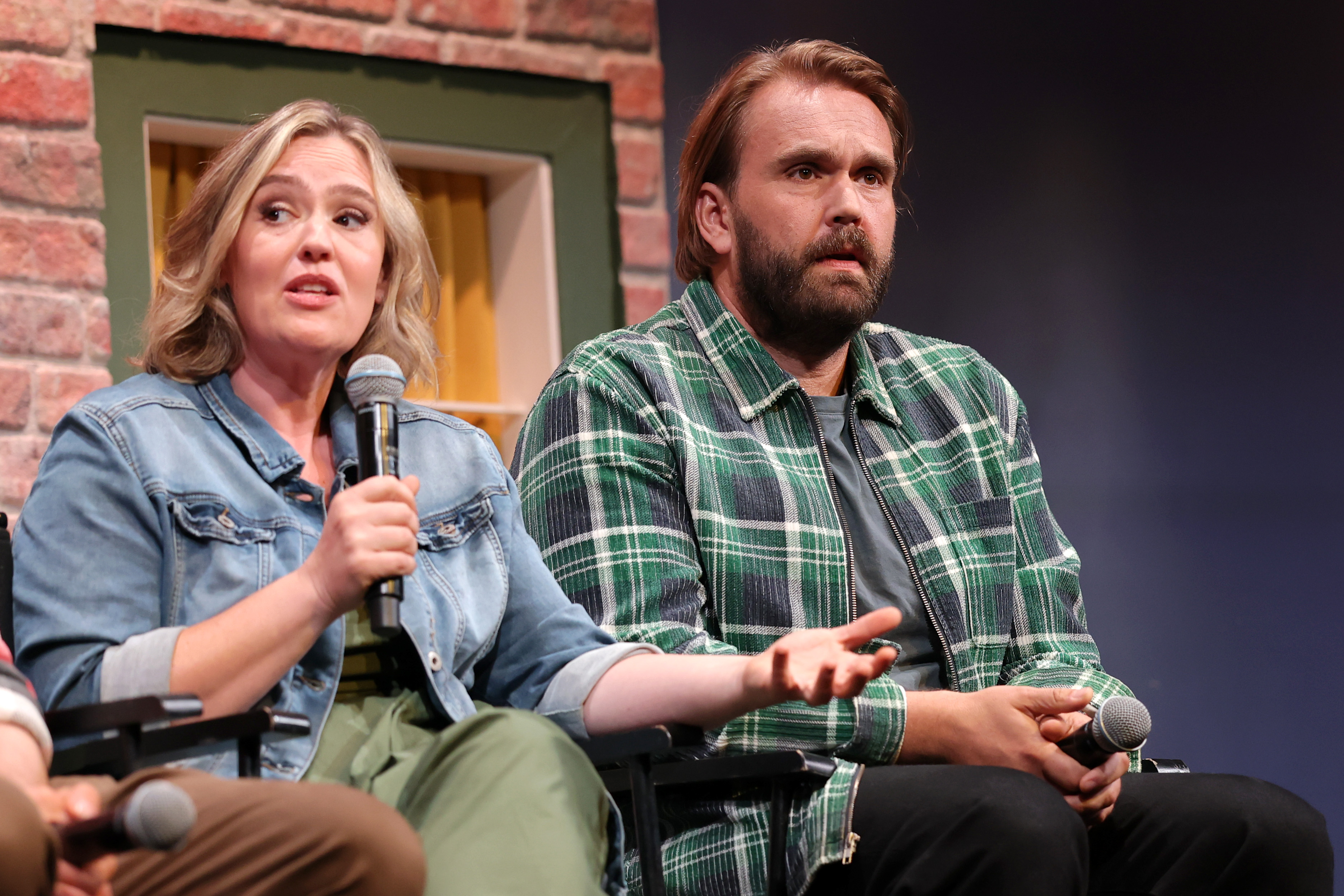 (L-R) Jennifer Candy and Christopher Candy speak onstage during the "John Candy: I Like Me" Press Conference hosted by Prime Video at The Second City Toronto on September 4, 2025, in Toronto, Ontario. | Source: Getty Images