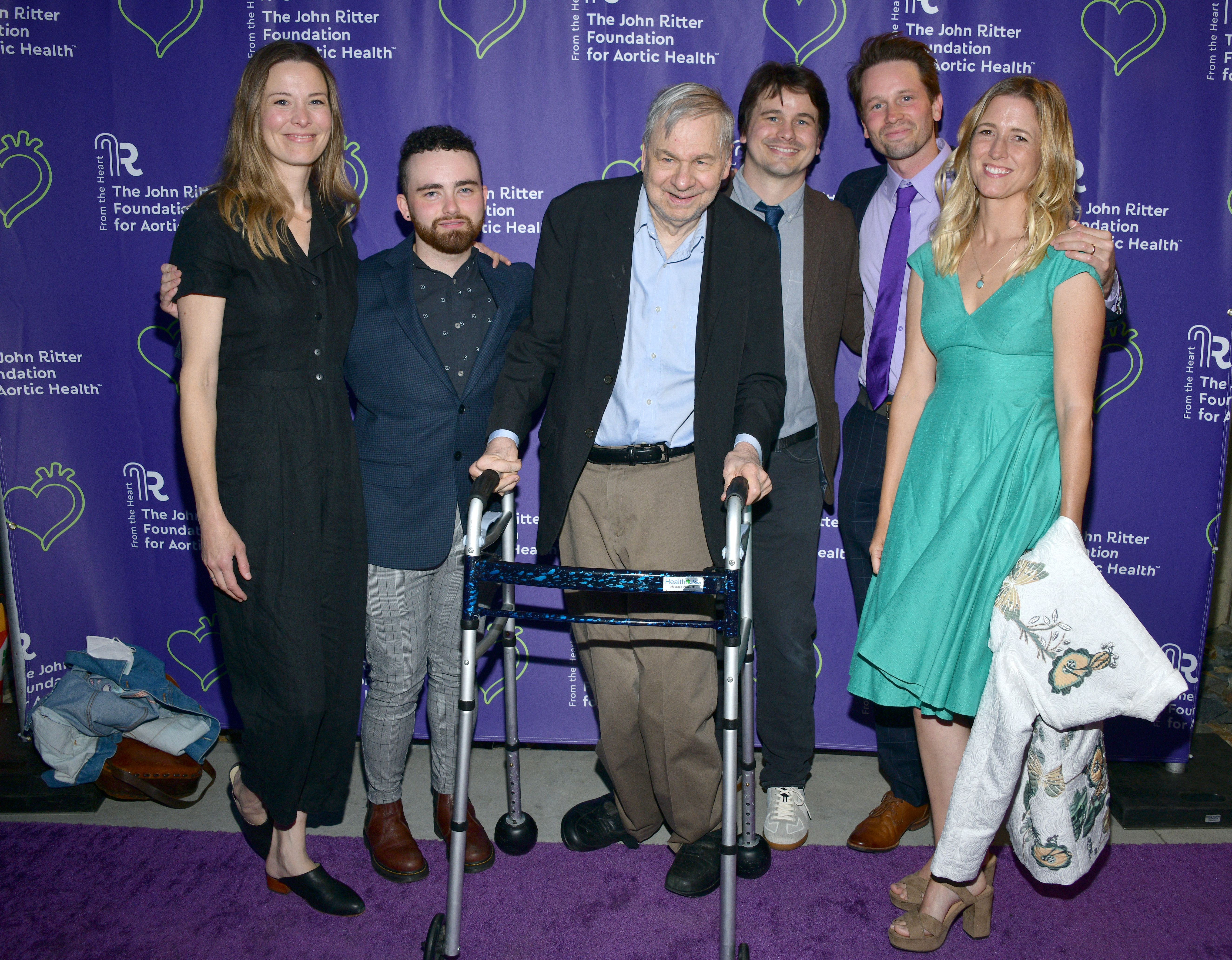 Members of the Ritter family pose with Jason Ritter, Tyler Ritter and Leila Parma as the John Ritter Foundation for Aortic Health hosts an Evening from the Heart LA 2022 Gala at Valley Relics Museum, on May 5, 2022, in Van Nuys, California. | Source: Getty Images