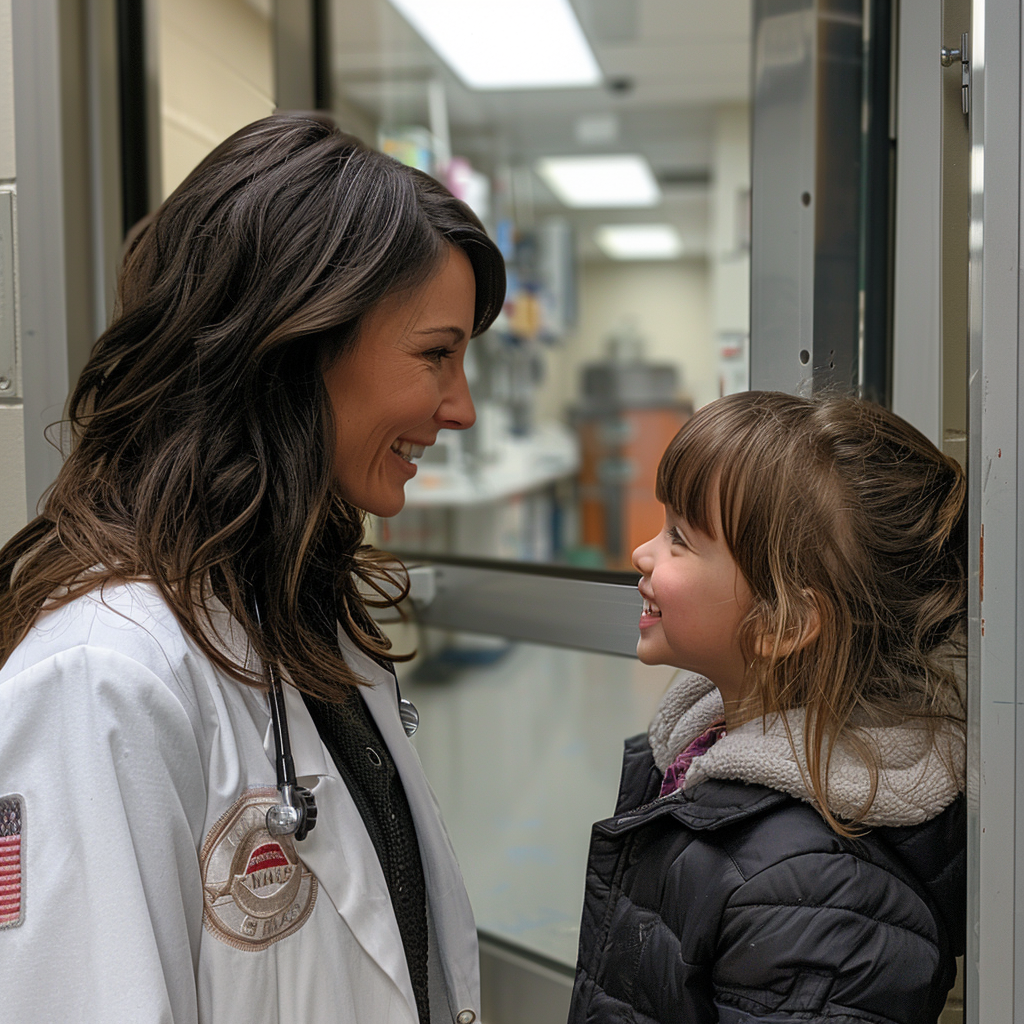 Daniella welcoming Amelia into the lab | Source: Midjourney