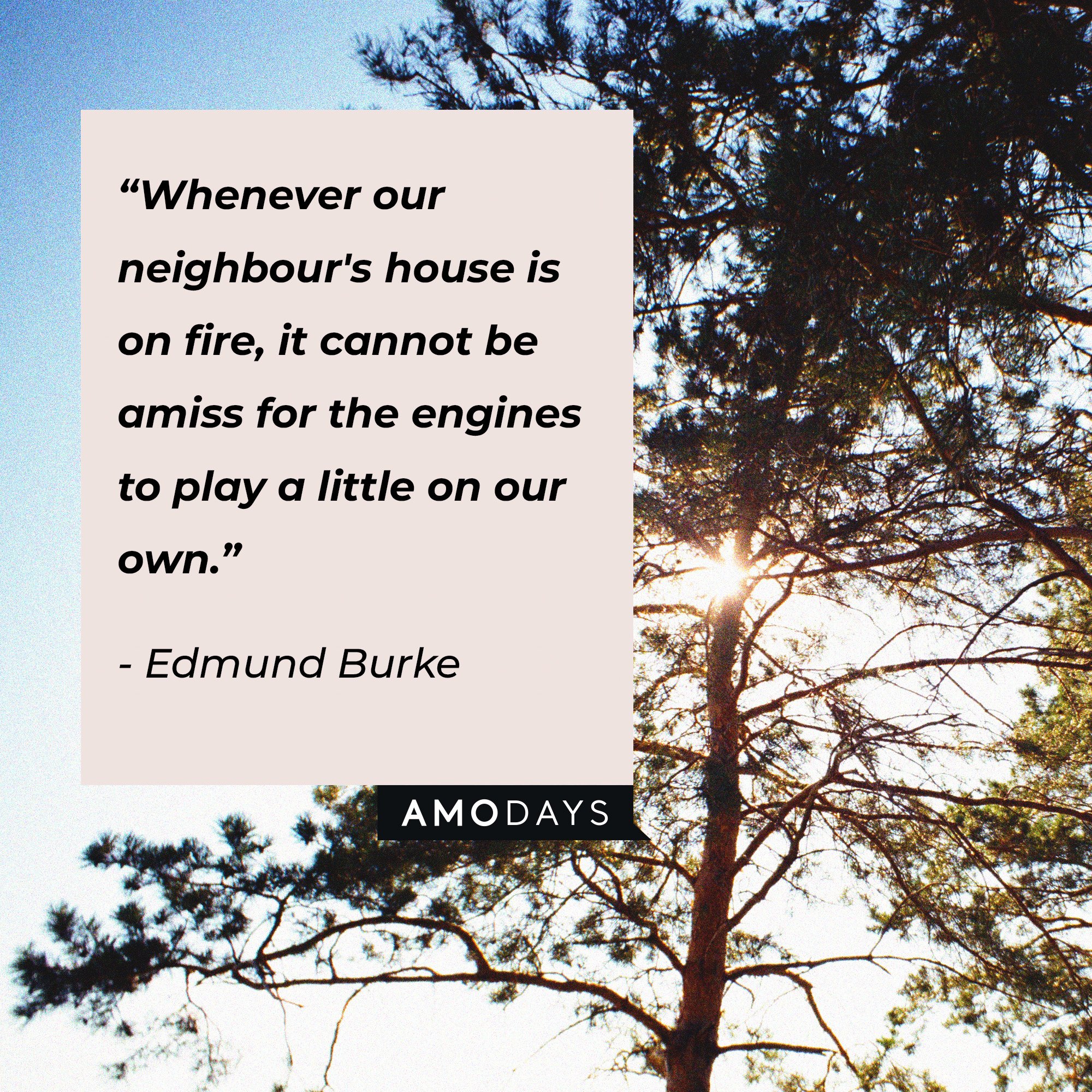  Edmund Burke's quote: “Whenever our neighbor's house is on fire, it cannot be amiss for the engines to play a little on our own.” | Image: AmoDays